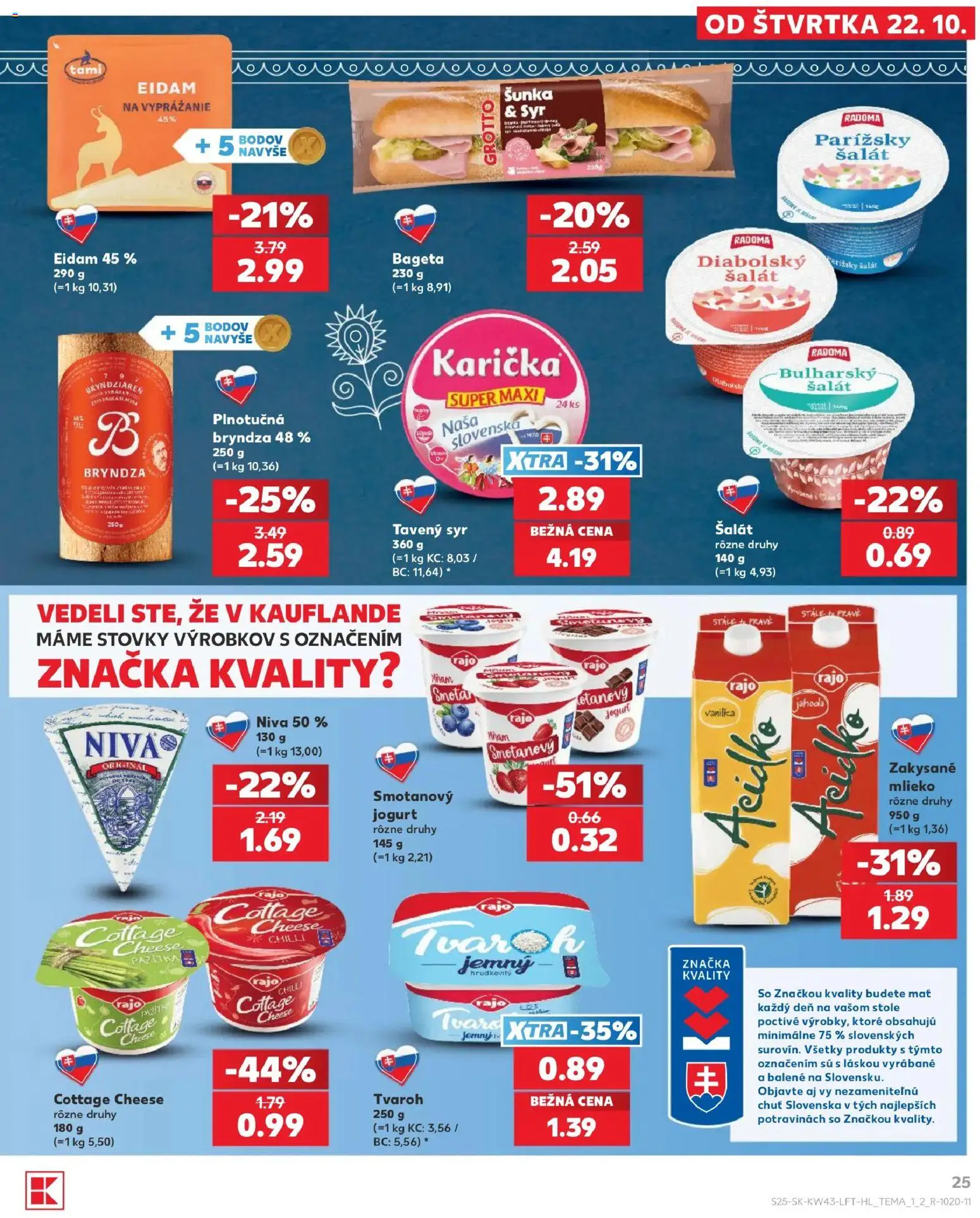 Nové Kaufland akcie – leták je platný od 22.10.2026 | Strana: 25 | Produkty: Syr, Jogurt, Eidam, Chilli