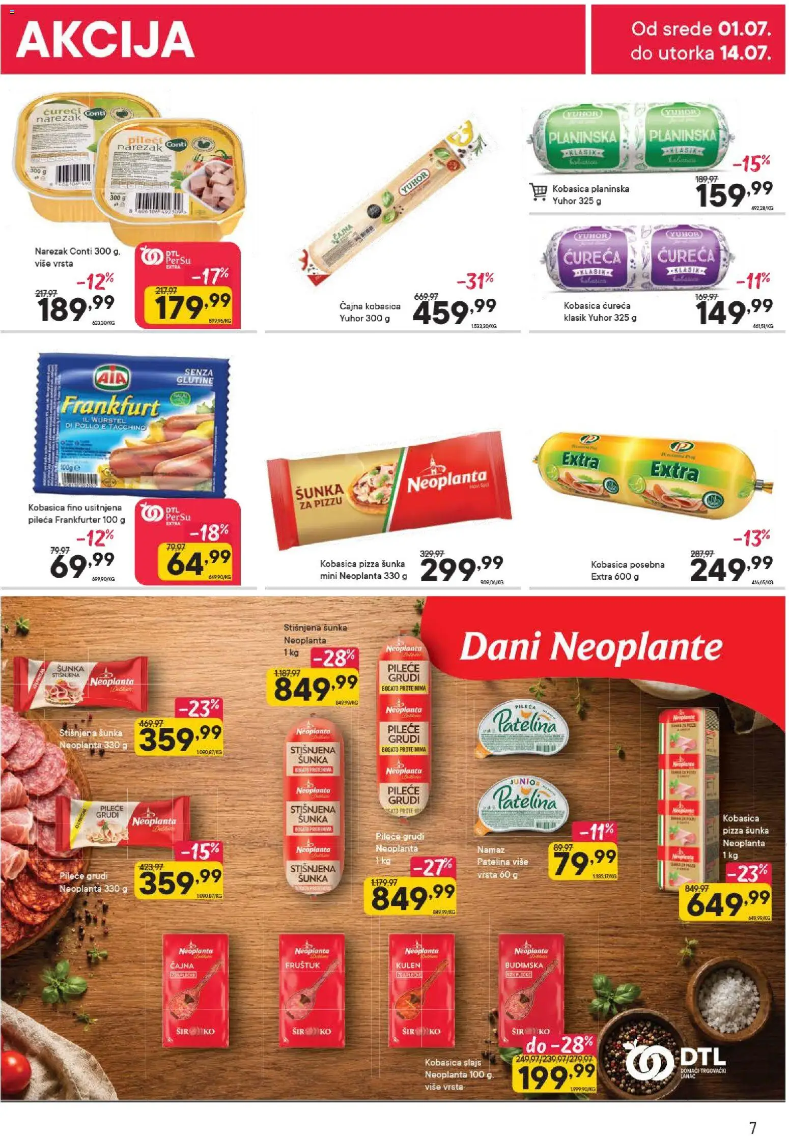 PerSu katalog - važi od 01.07.2026 | Strana: 7 | Proizvode: Kulen, Narezak, Pizza šunka, Kobasica