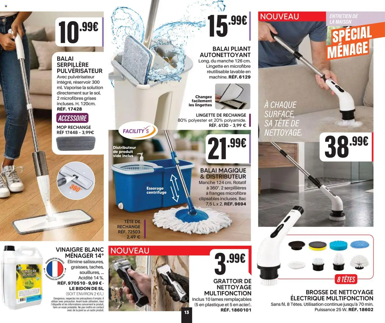{H1} | Page: 13 | Produits: Brique, Brosse, Vinaigre blanc, Distributeur
