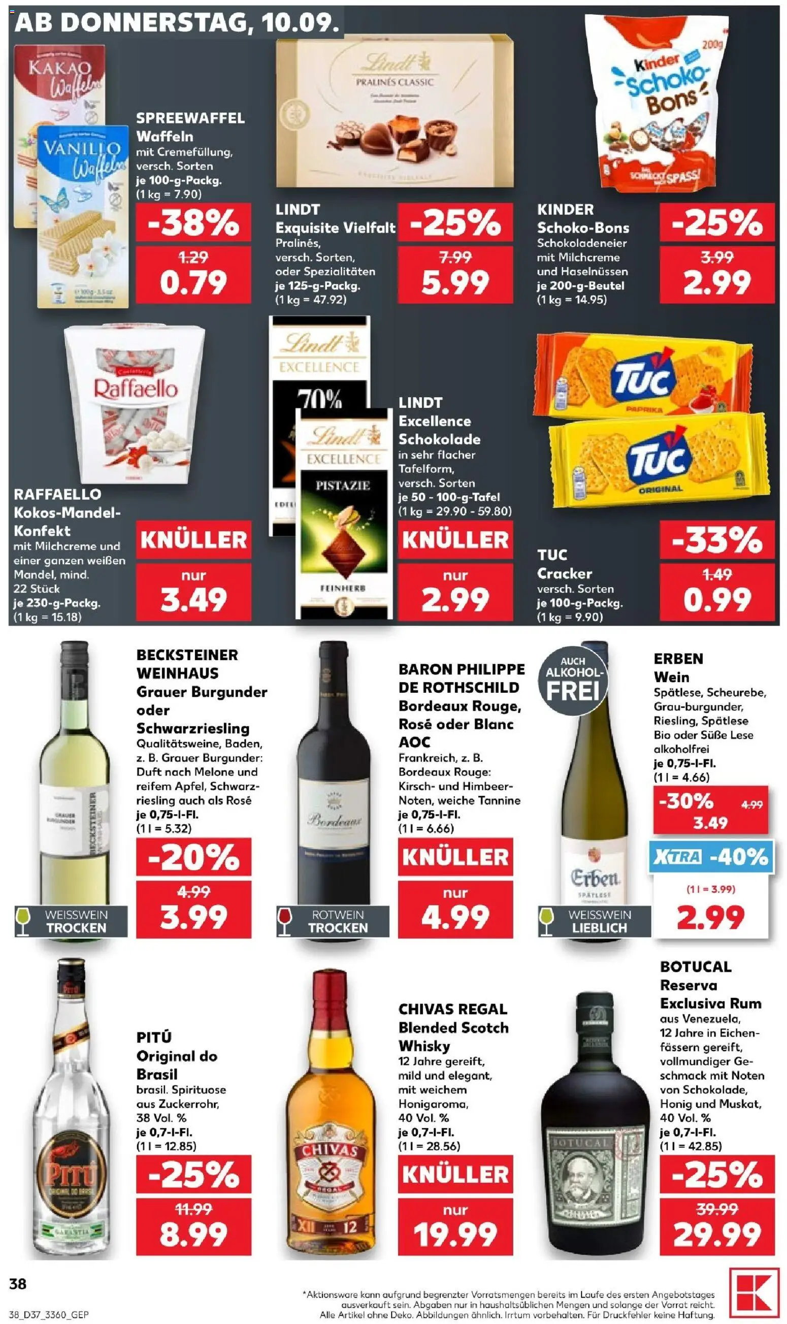 Kaufland Prospekt – gültig ab 10.09.2026 | Seite: 38 | Produkte: Schokolade, Regal, Paprika, Lindt