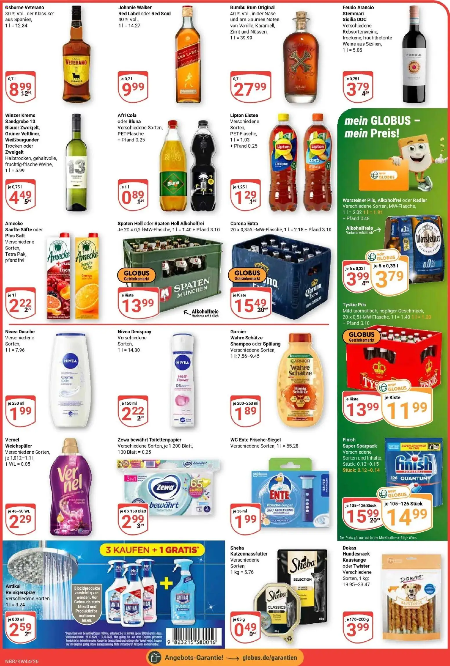 Globus Prospekt Neubrandenburg – gültig ab 26.10.2026 | Seite: 5 | Produkte: Tyskie, Shampoo, Deospray, Johnnie walker