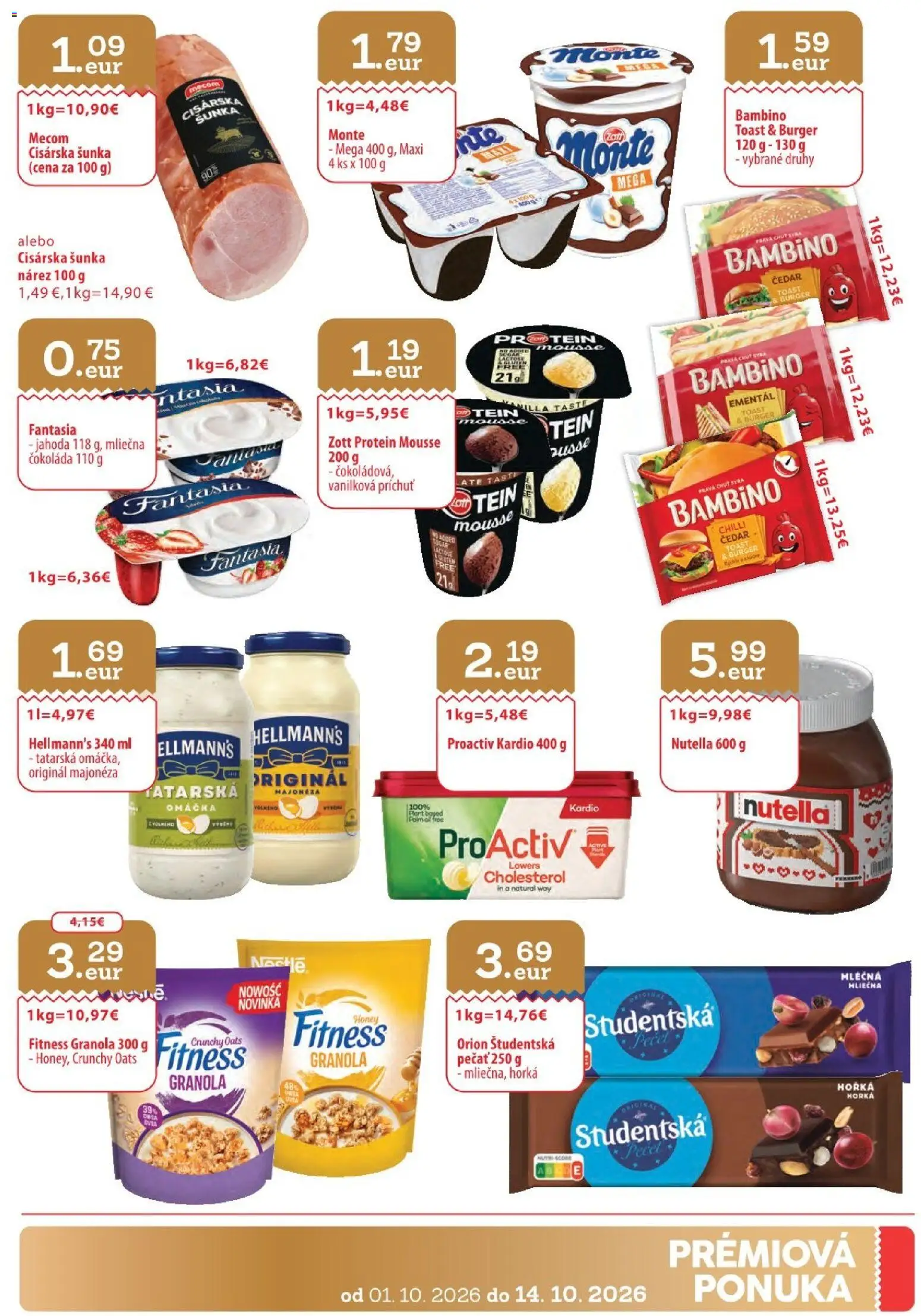 Nové Sintra akcie – leták je platný od 01.10.2026 | Strana: 31 | Produkty: Šunka, Protein, Omáčka, Nutella