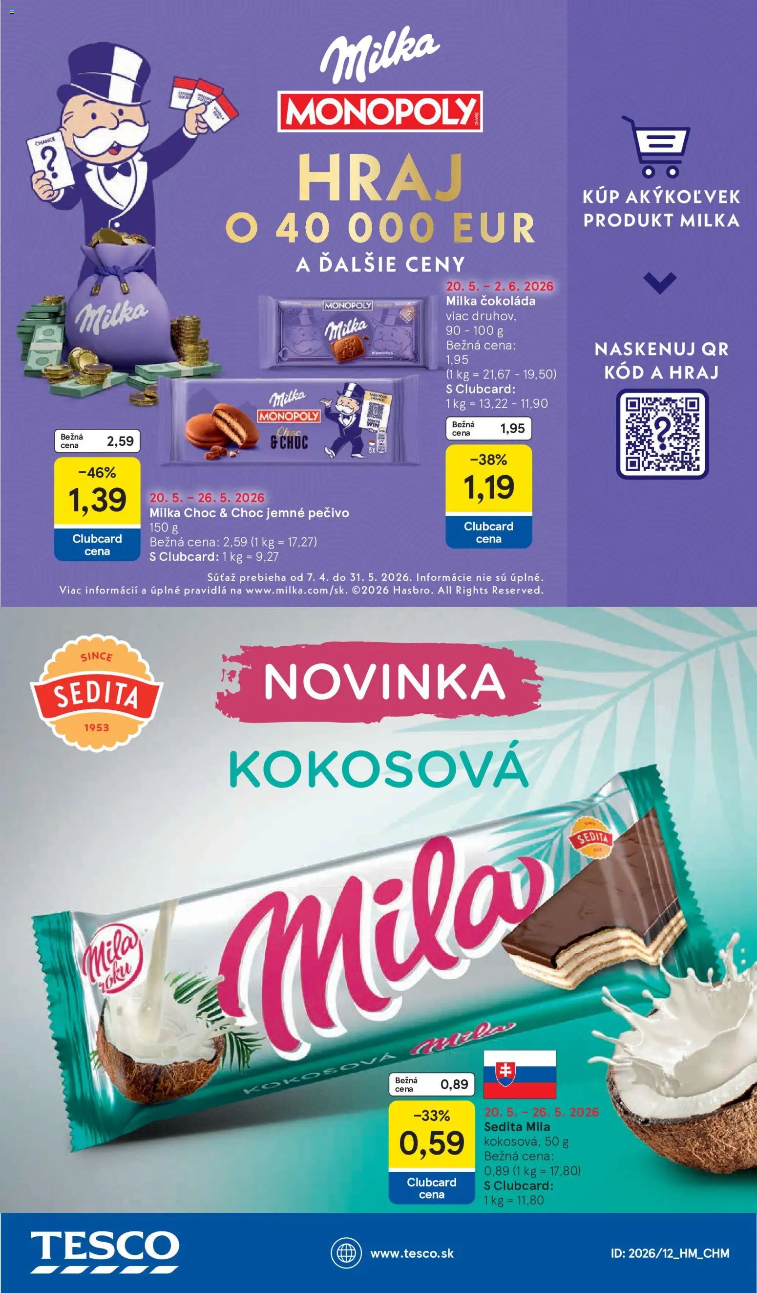 Nové Tesco akcie – leták je platný od 20.05.2026 | Strana: 49 | Produkty: Čokoláda, Mila, Milka