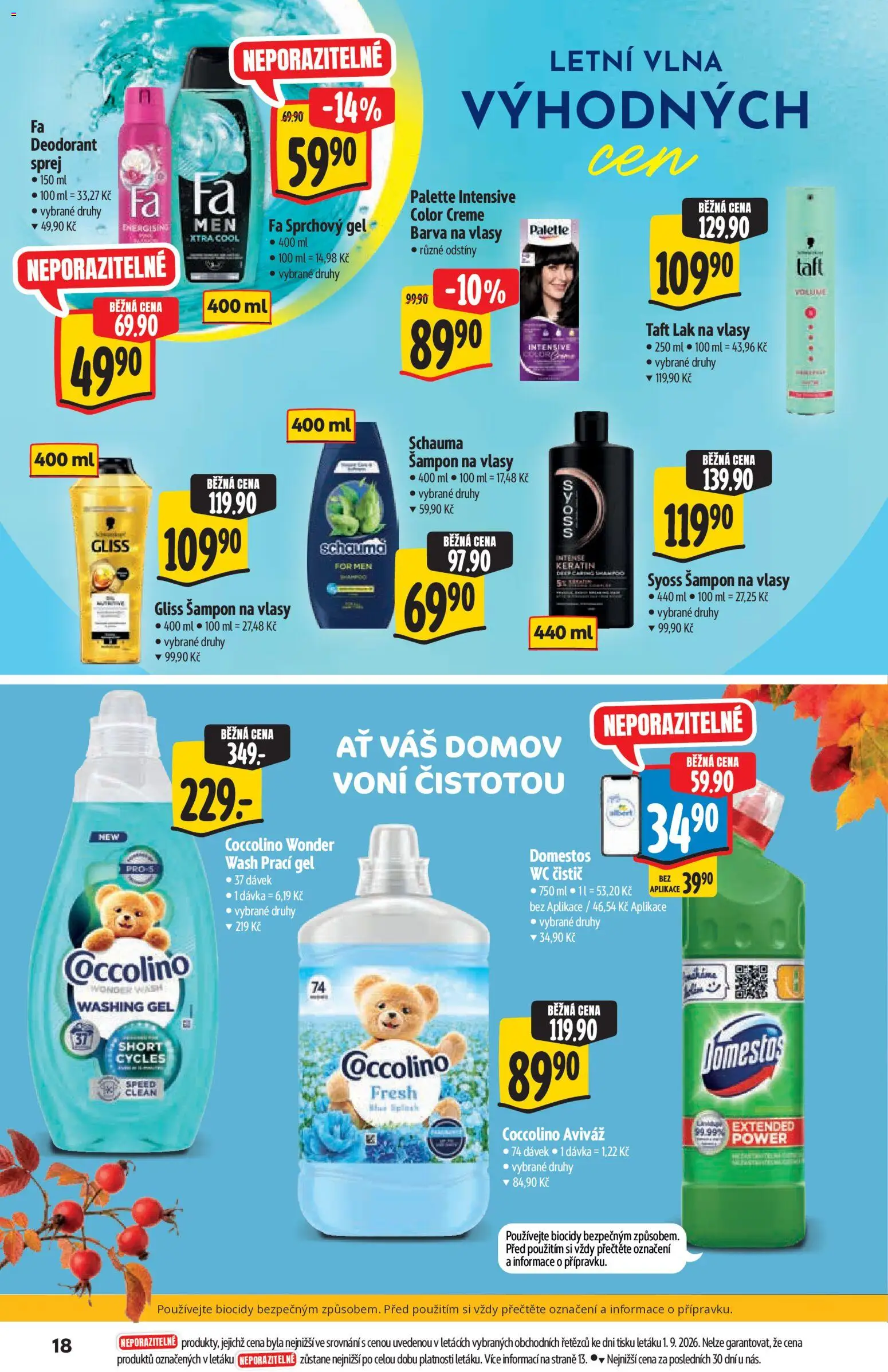 Albert katalog - Supermarket od 09.09.2026 | Strana: 18 | Produkty: Sprchový gel, Deodorant, Wc, Barva na vlasy
