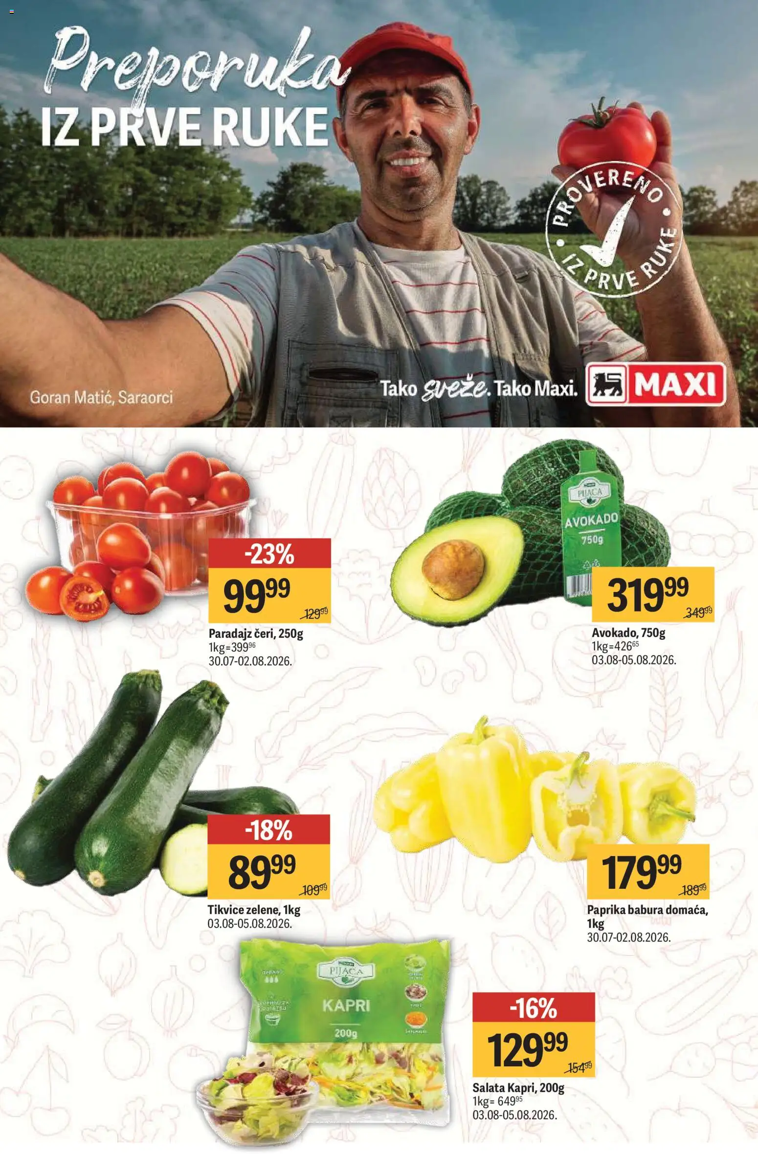 Maxi katalog - važi od 30.07.2026 | Strana: 5 | Proizvode: Salata, Avokado, Paradajz, Paprika babura