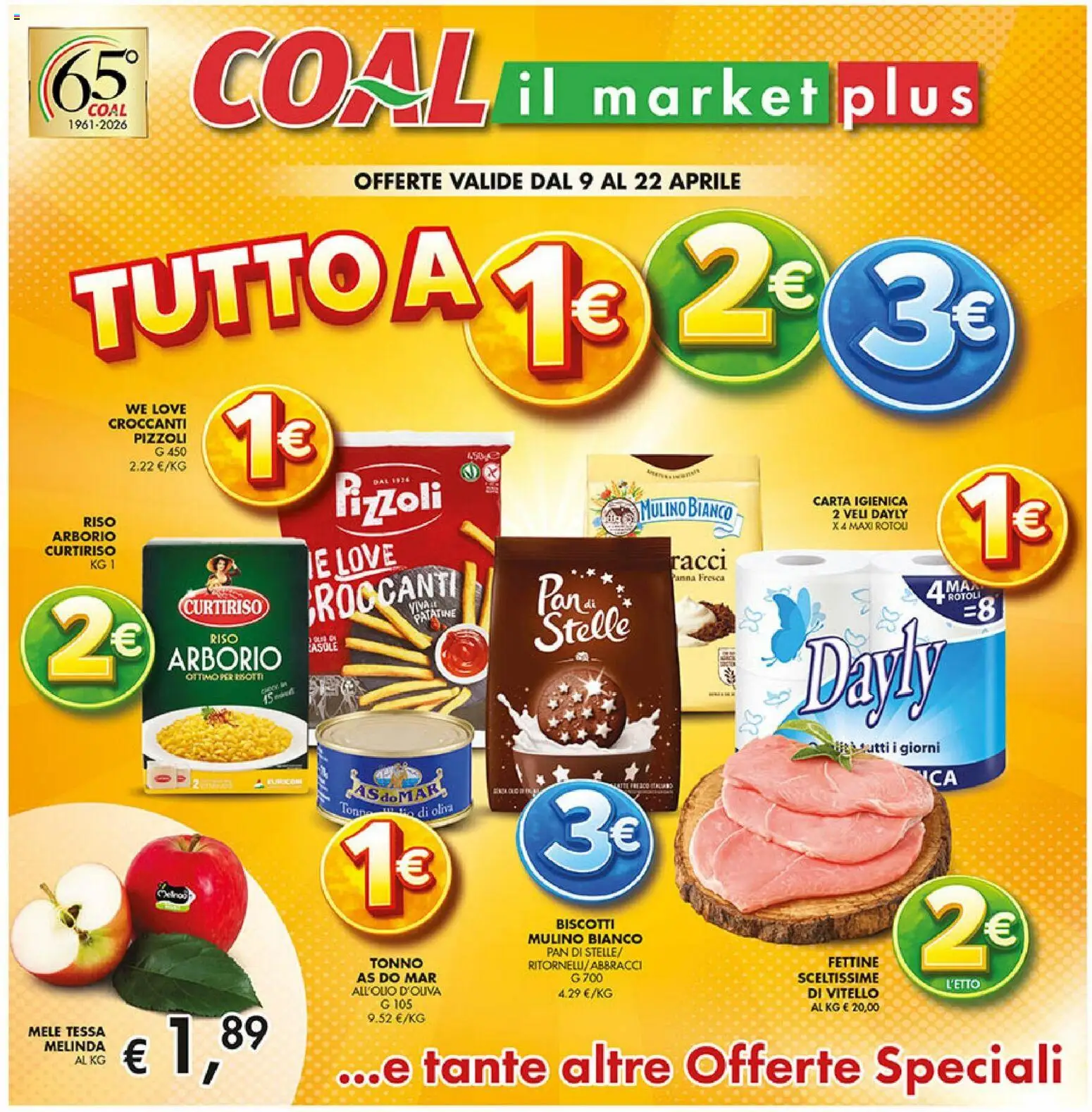 Volantino Coal del 09.04.2026 | Pagina: 1 | Prodotti: Panna, Biscotti, Vitello, Tonno