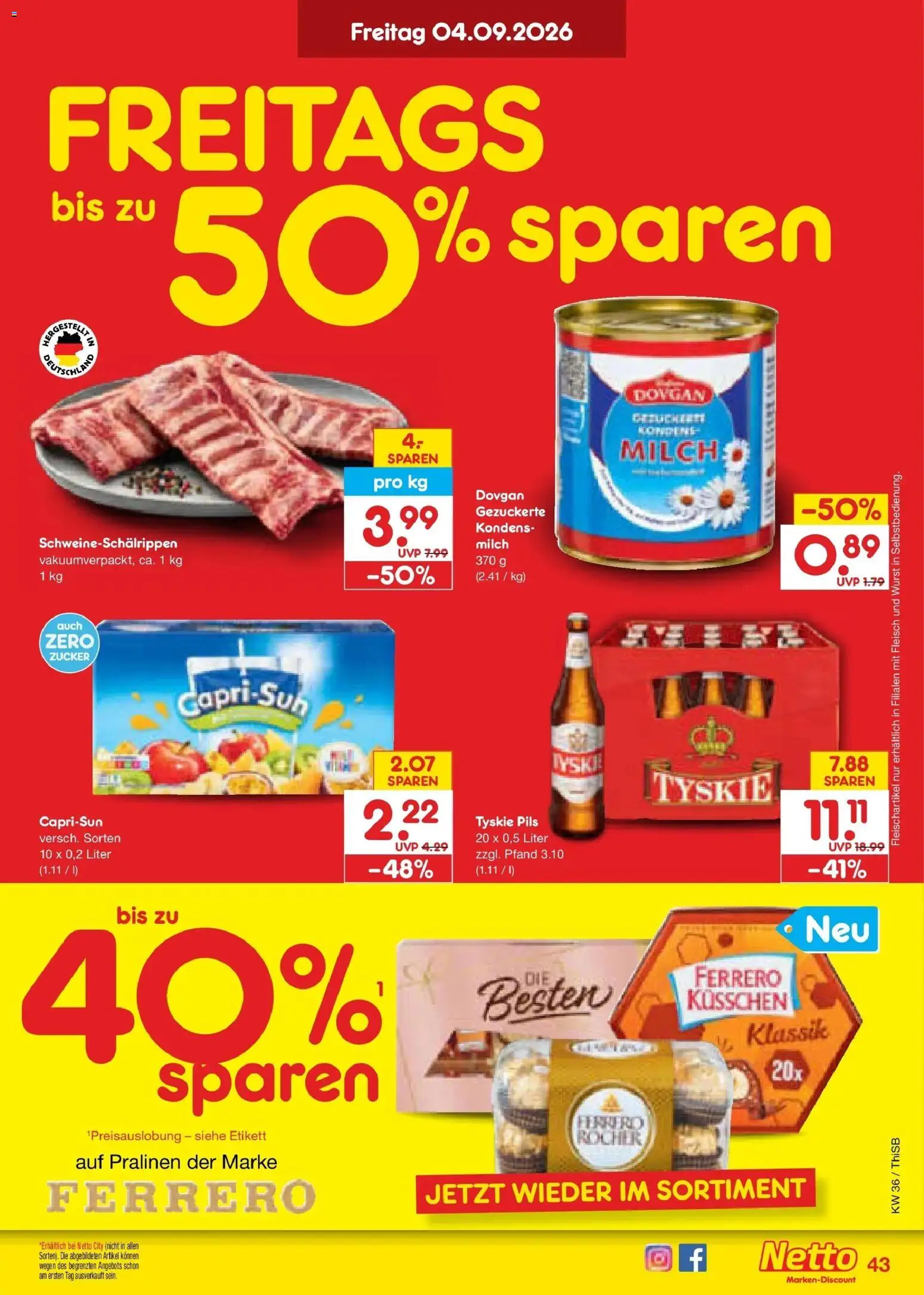Netto Marken-Discount Prospekt Pirna (ab 31.08.2026) » Angebote | Seite: 55 | Produkte: Milch, Pils, Zucker, Wurst