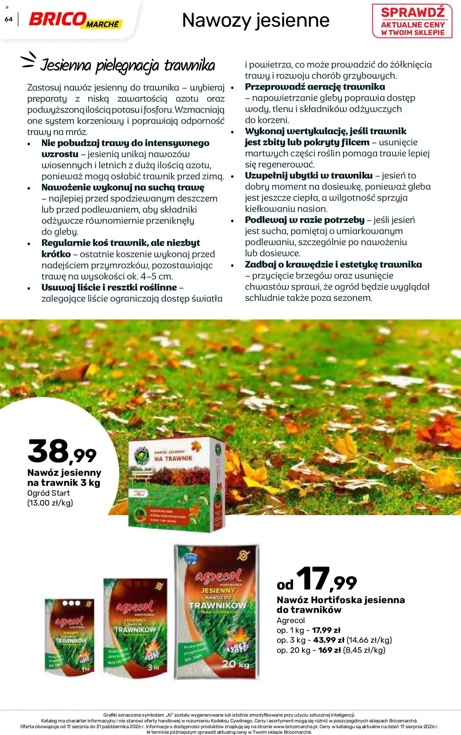 Brico Marché gazetka - Jesienne Inspiracje od 17.08.2026 | Strona: 64 | Produkty: Trawy, Nawóz