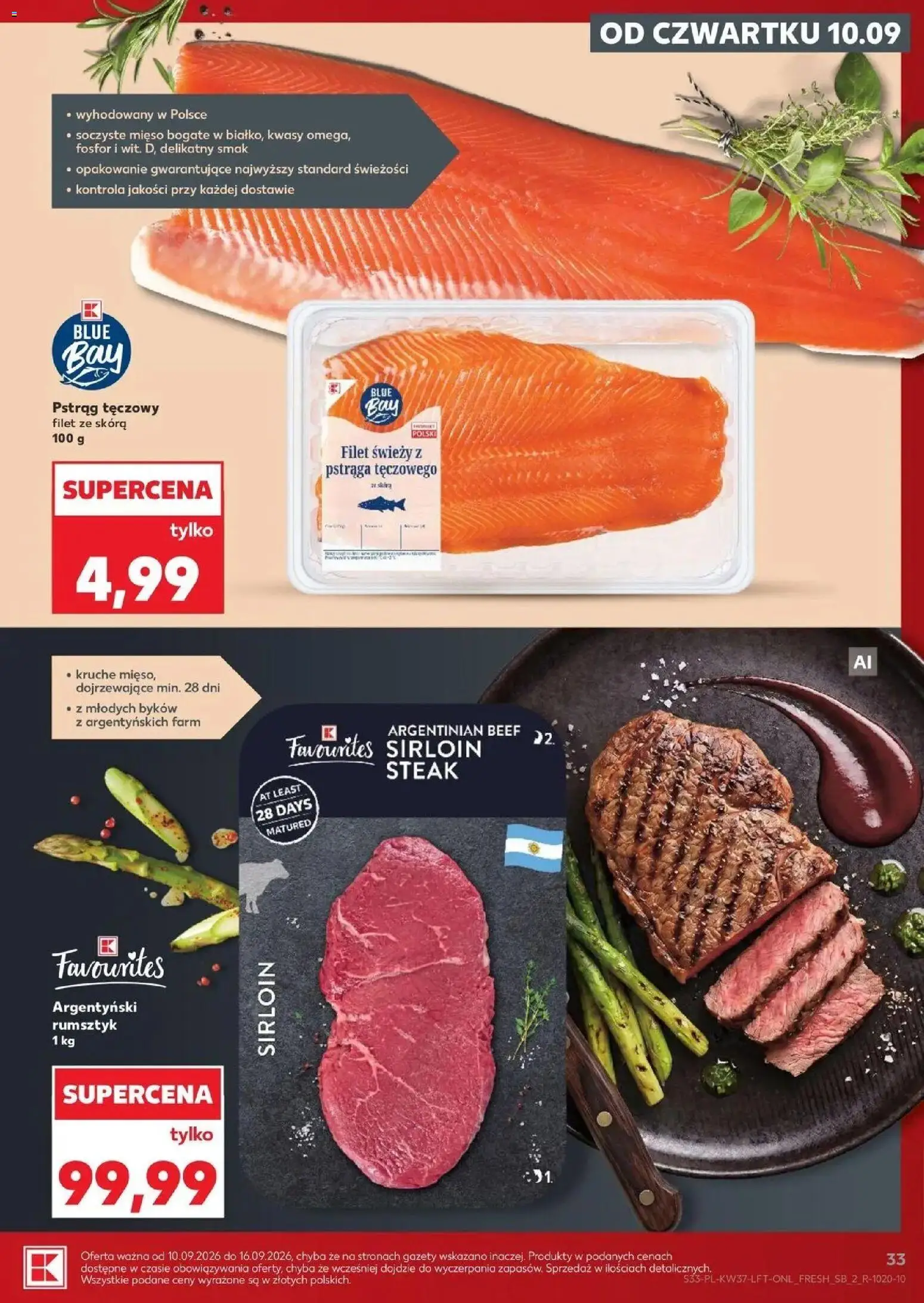 Kaufland gazetka od 10.09.2026 - od jutra PDF | Strona: 33 | Produkty: Mięso, Gazety, Pstrąg, Filet