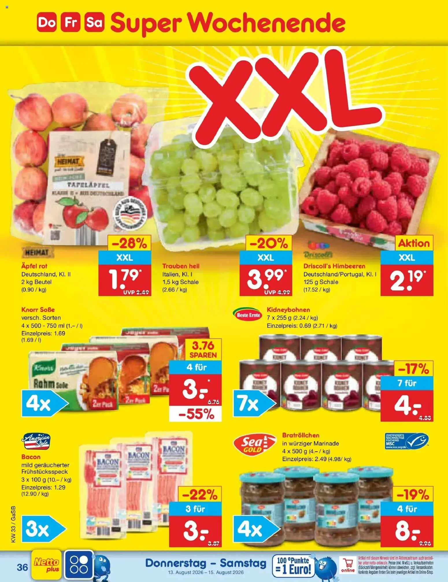 Netto Marken-Discount Prospekt – gültig ab 10.08.2026 | Seite: 50 | Produkte: Himbeeren, Äpfel, Knorr, Soße