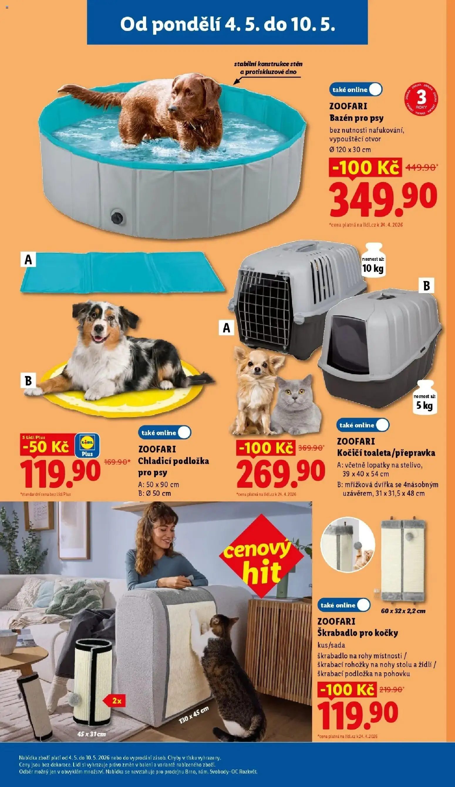 Lidl leták od 04.05.2026 - Nový akční leták | Strana: 39 | Produkty: Škrabadlo pro kočky, Bazén, Škrabadlo, Chladící podložka pro psy