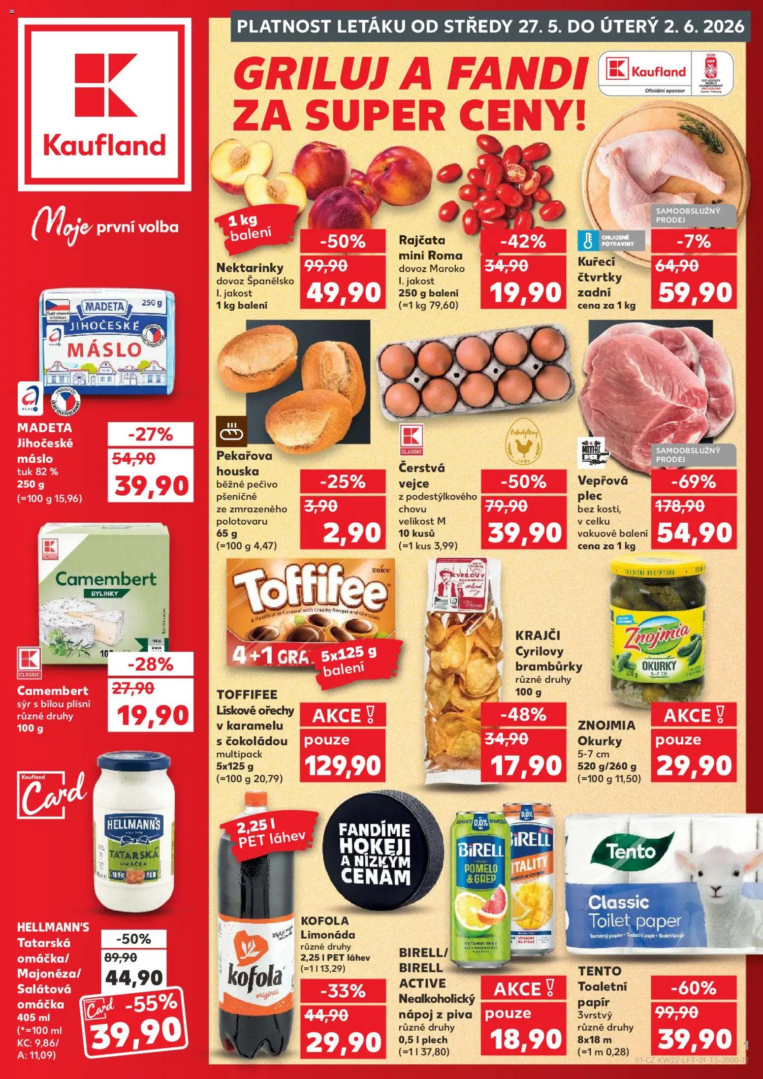 Kaufland leták - Ostrava od 27.05.2026 | Strana: 1 | Produkty: Rajčata, Toffifee, Hellmann's, Jihočeské máslo