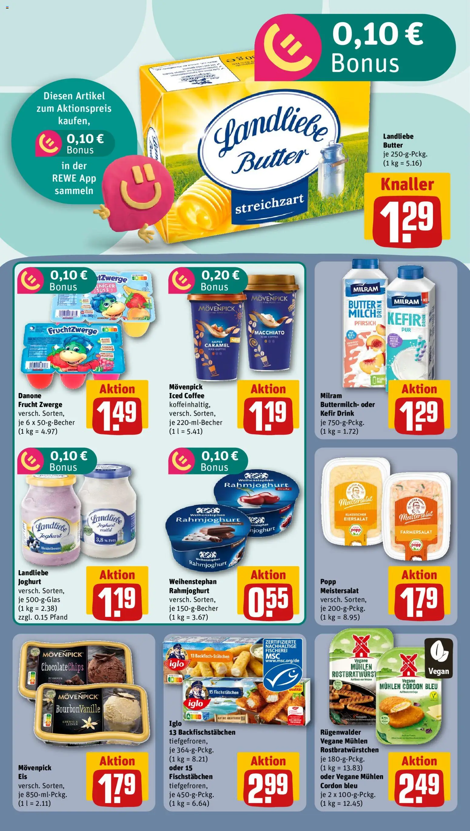 Rewe Prospekt – gültig ab 10.08.2026 | Seite: 10 | Produkte: Buttermilch, Butter, Fruchtzwerge, Fischstabchen