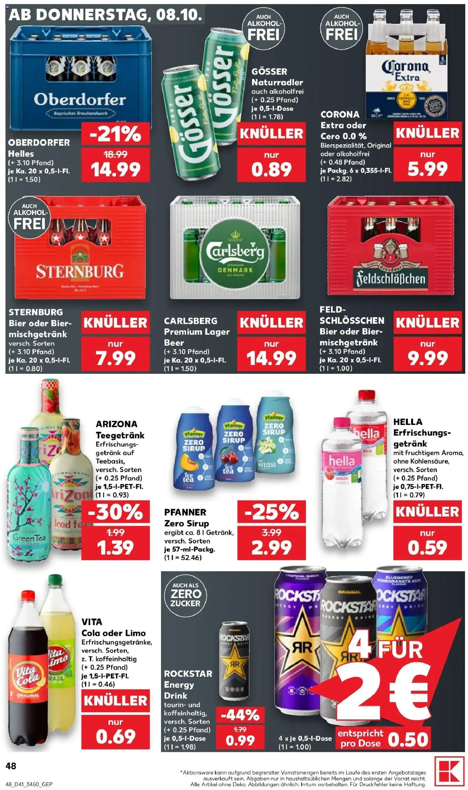 Kaufland Prospekt Schmölln – gültig ab 08.10.2026 | Seite: 48 | Produkte: Carlsberg, Rockstar, Alkohol, Hella