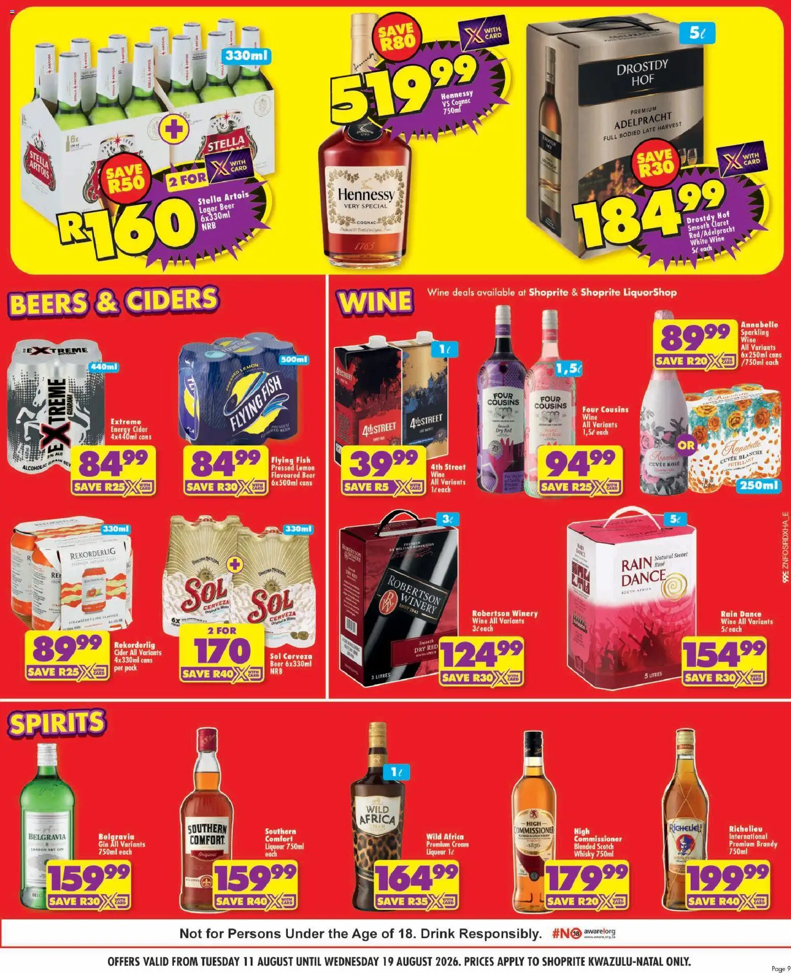 New Shoprite catalogue – valid from 11/08/2026 | Page: 9 | Products: Cider, Wine, Cream, Cognac