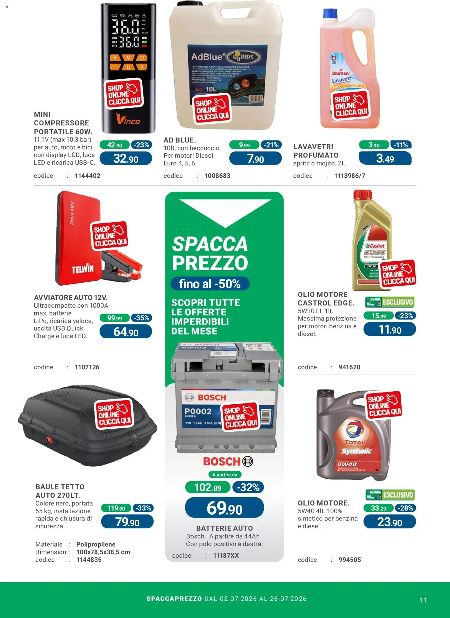 Volantino CFadda del 02/07/2026 | Pagina: 11 | Prodotti: Olio motore, Olio, Polo, Baule