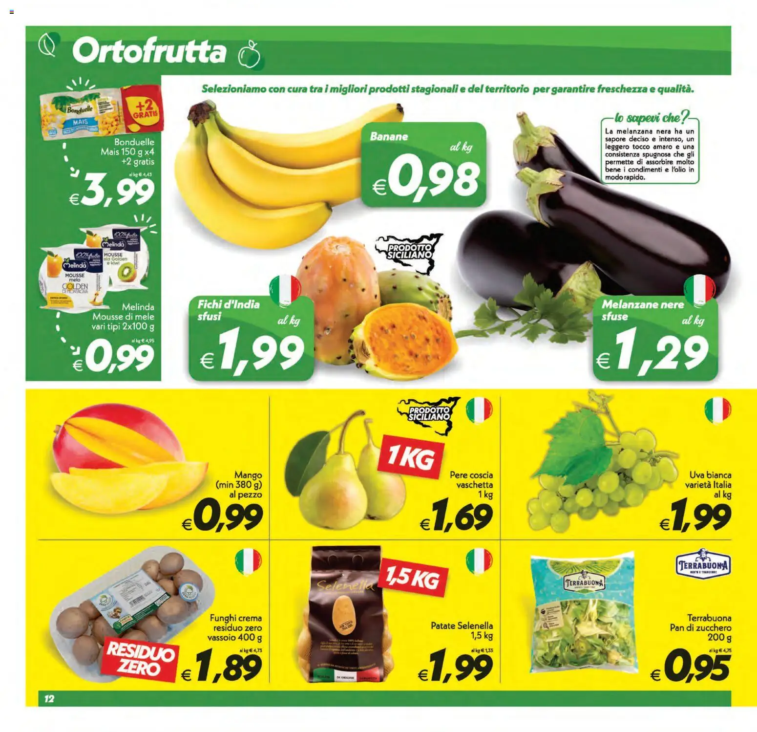 Volantino SuperConveniente del 11/09/2026 | Pagina: 12 | Prodotti: Mele, Kiwi, Zucchero, Melanzane