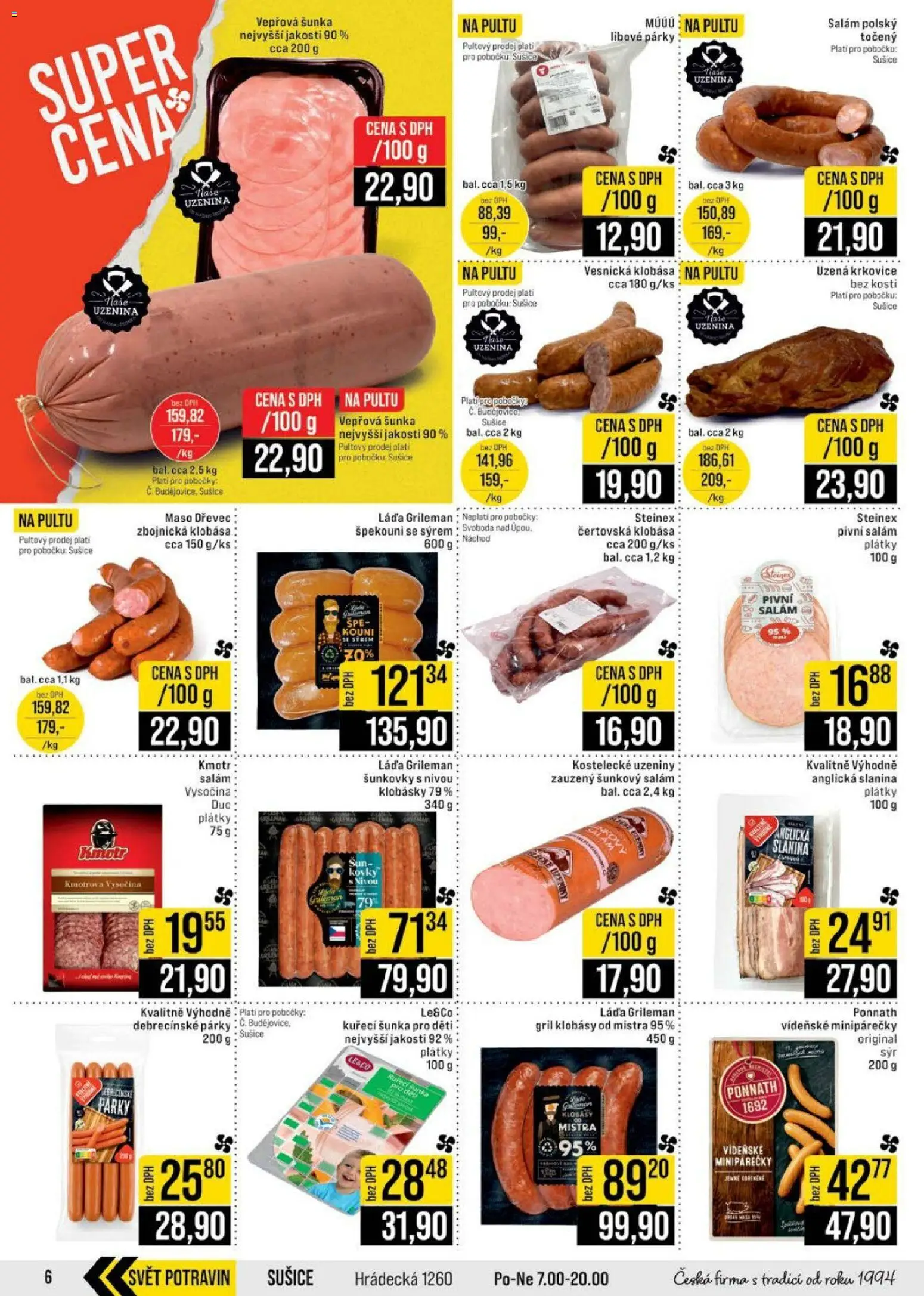Jip leták - Cash & Carry od 01.07.2026 | Strana: 6 | Produkty: Párky, Gril, Sušiče, Uzená krkovice