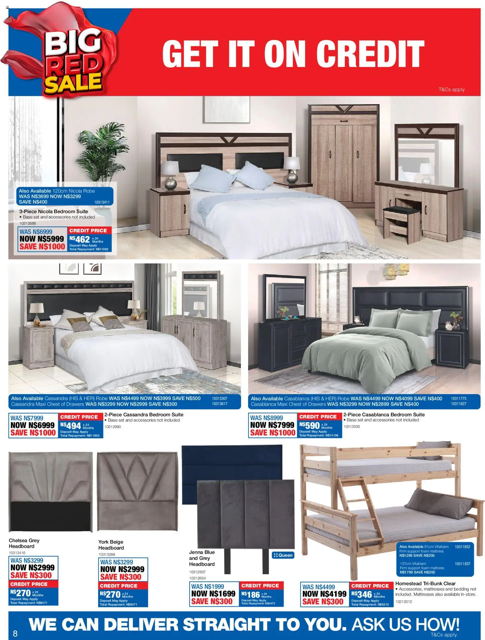 New OK Furniture catalogue – valid from 18.05.2026 | Page: 8 | Products: Headboard, Mattress, Chest of drawers, Foam