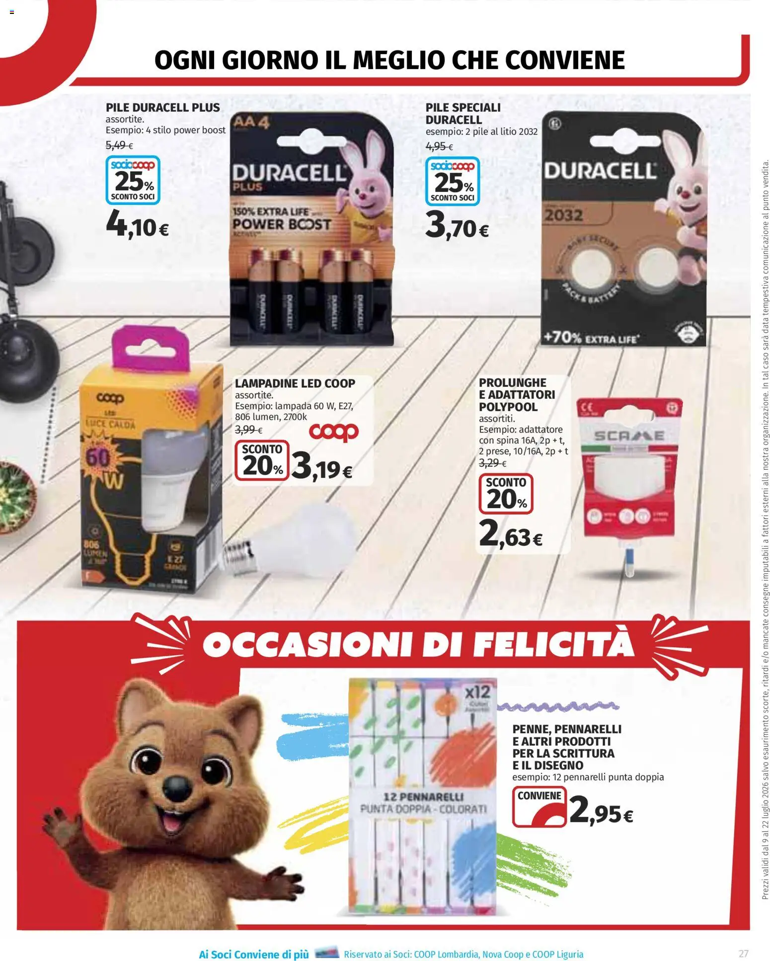 Volantino COOP del 09/07/2026 | Pagina: 27 | Prodotti: Data, Adattatore, Pennarelli, Lampada