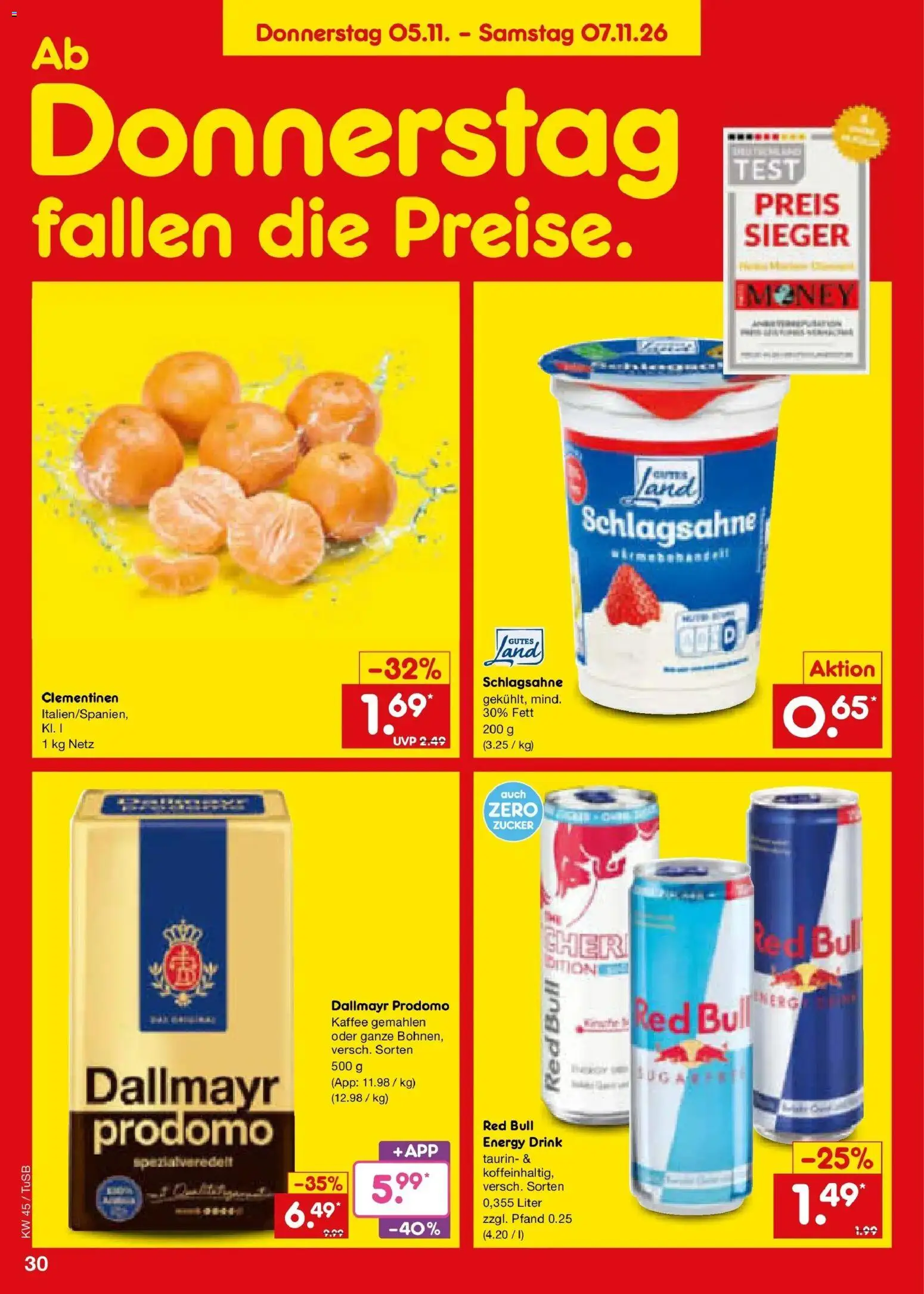 Netto Marken-Discount Prospekt Sindelfingen – gültig ab 02.11.2026 | Seite: 46 | Produkte: Red bull, Kaffee, Zucker, Dallmayr prodomo