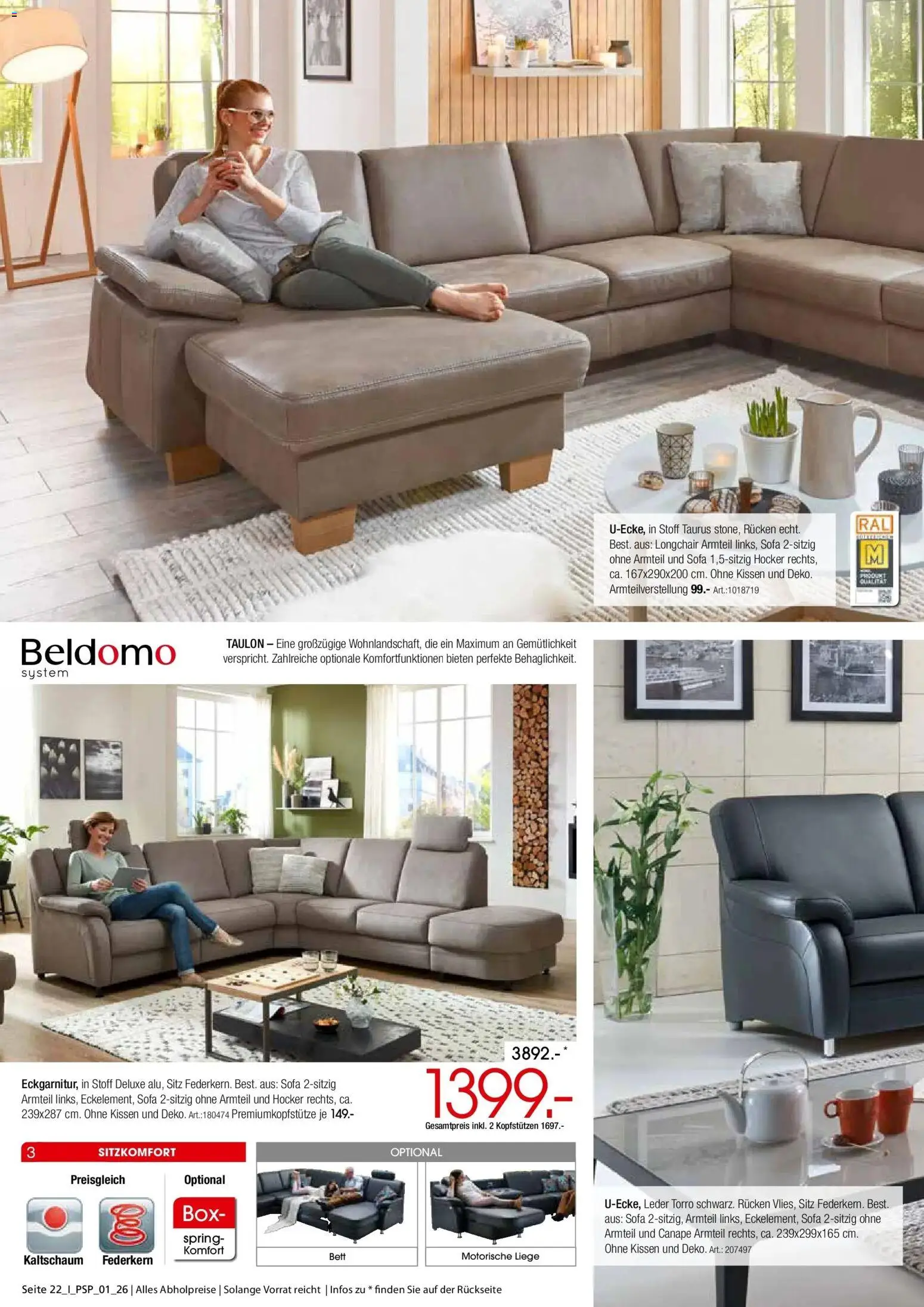 Zurbrüggen - Zurbrüggen: Polstermöbel Spezial (ab 26.10.2026) zum Blättern | Seite: 22 | Produkte: Kissen, Sofa, Liege, Box