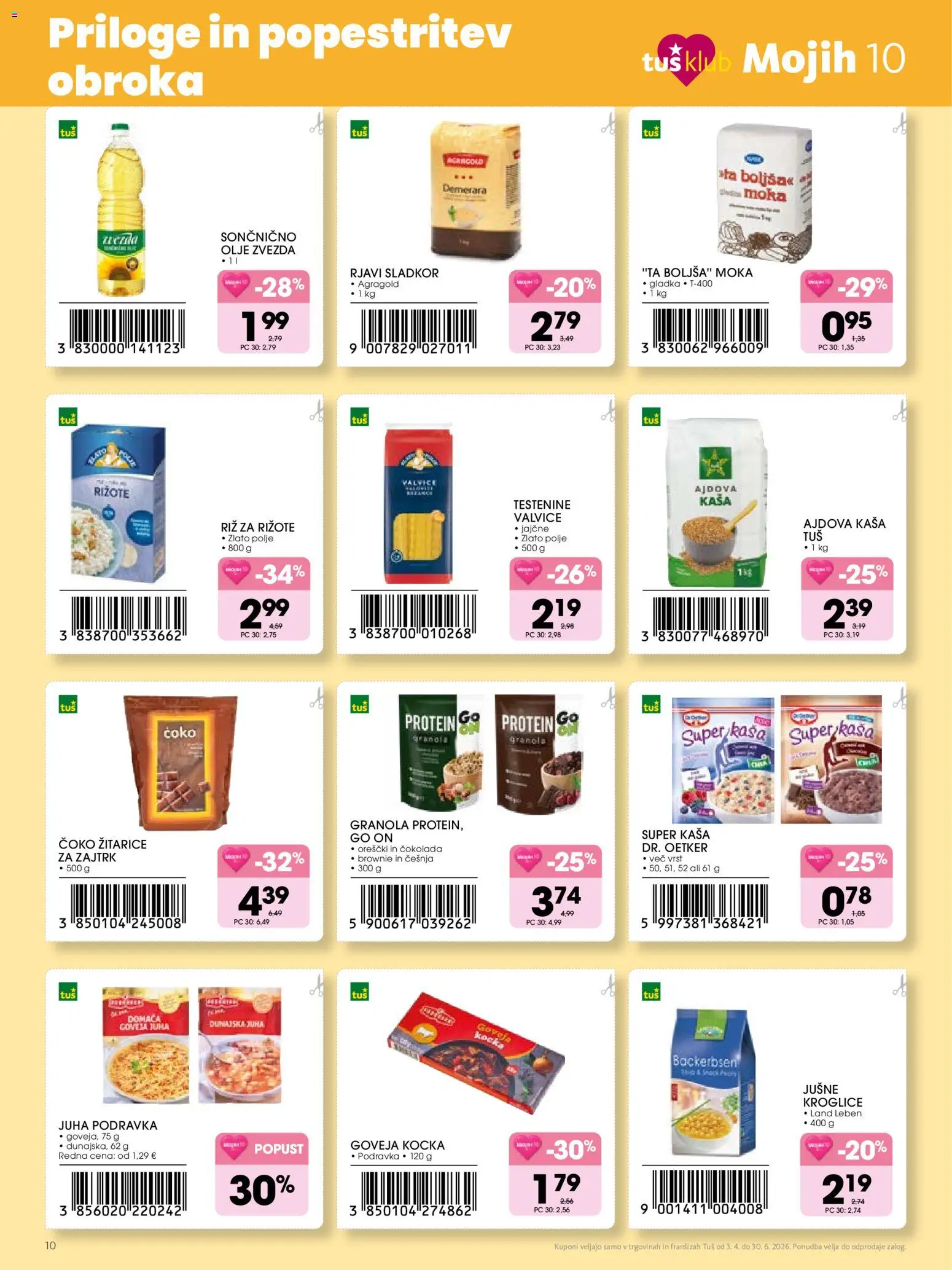 Novi Tuš katalog ponudbe – veljaven od 03.04.2026 | Stran: 10 | Izdelki: Juha, Olje, Cokolada, Orescki