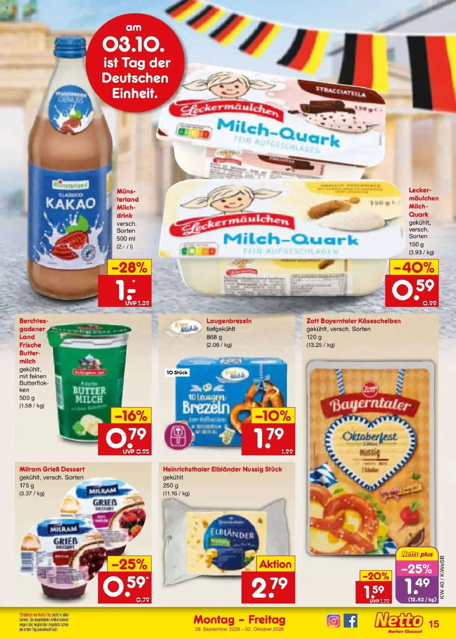 Netto Marken-Discount Prospekt Bad Friedrichshall – gültig ab 28.09.2026 | Seite: 21 | Produkte: Grieß, Quark, Milch, Milram