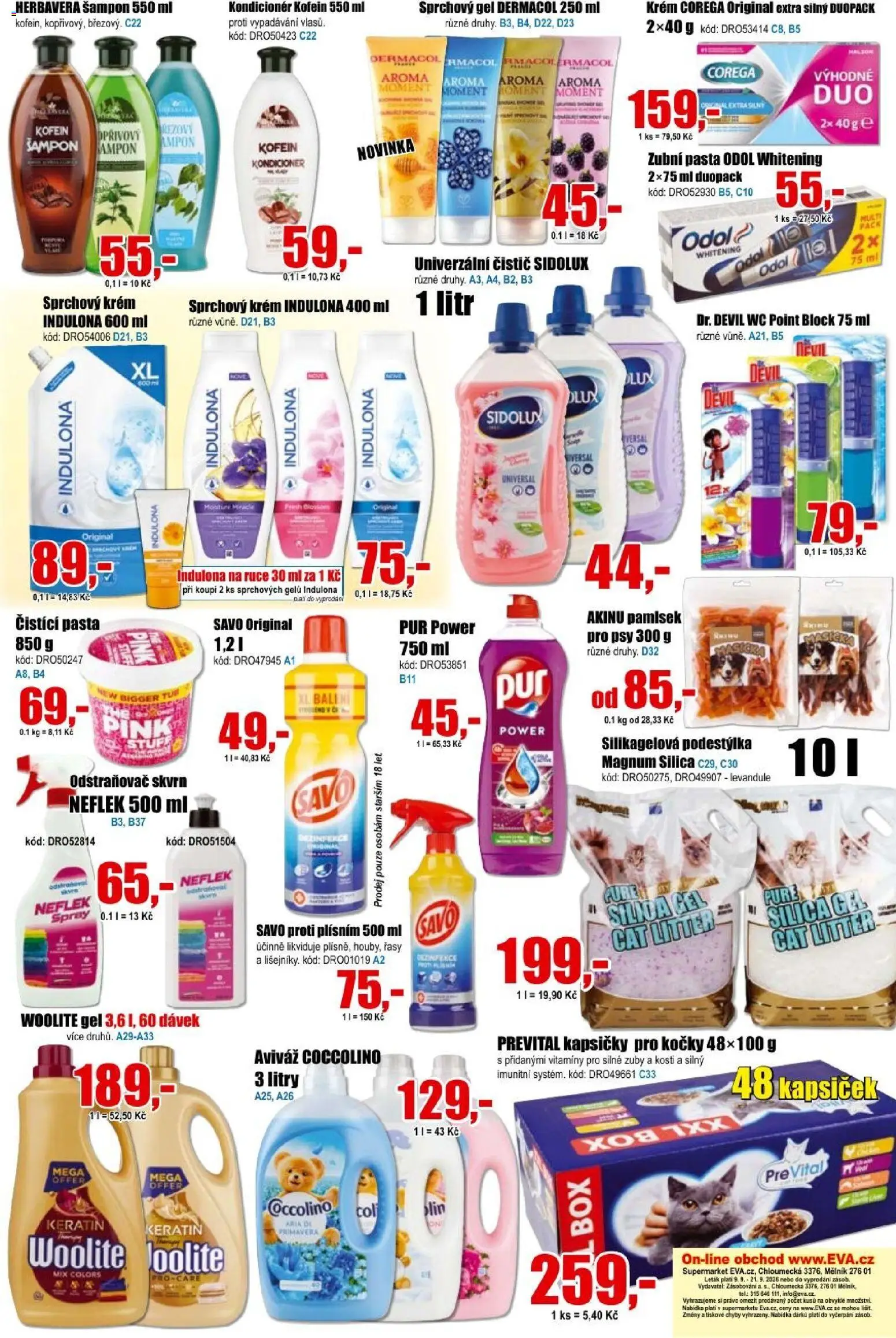 Eva supermarket leták od 09.09.2026 | Strana: 6 | Produkty: Sprchový gel, Savo, Indulona, Šampon
