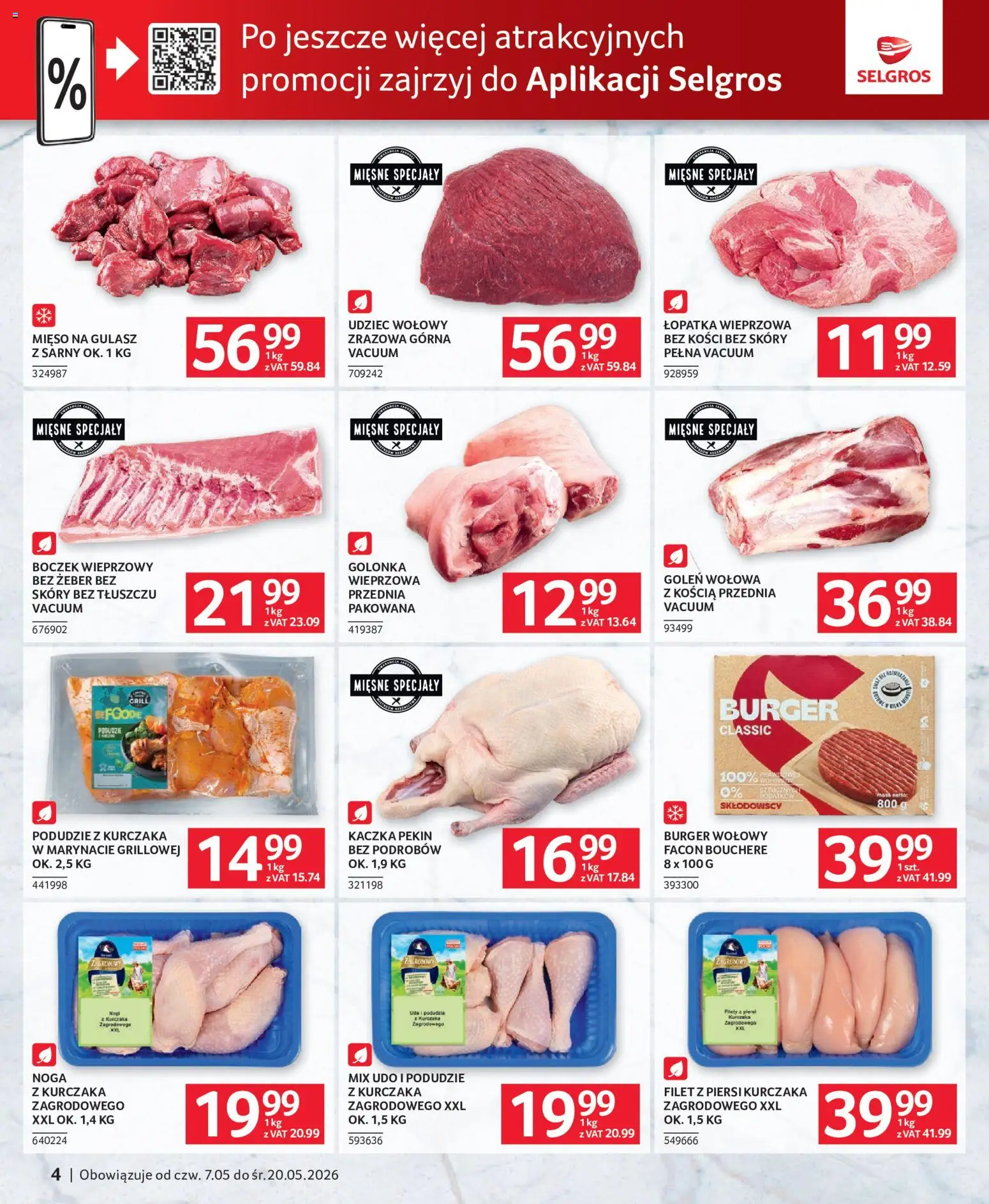 Selgros cash&carry gazetka - Oferta dla gastronomii od 07.05.2026 | Strona: 4 | Produkty: Burger wołowy, Mięso, Grill, Łopatka wieprzowa