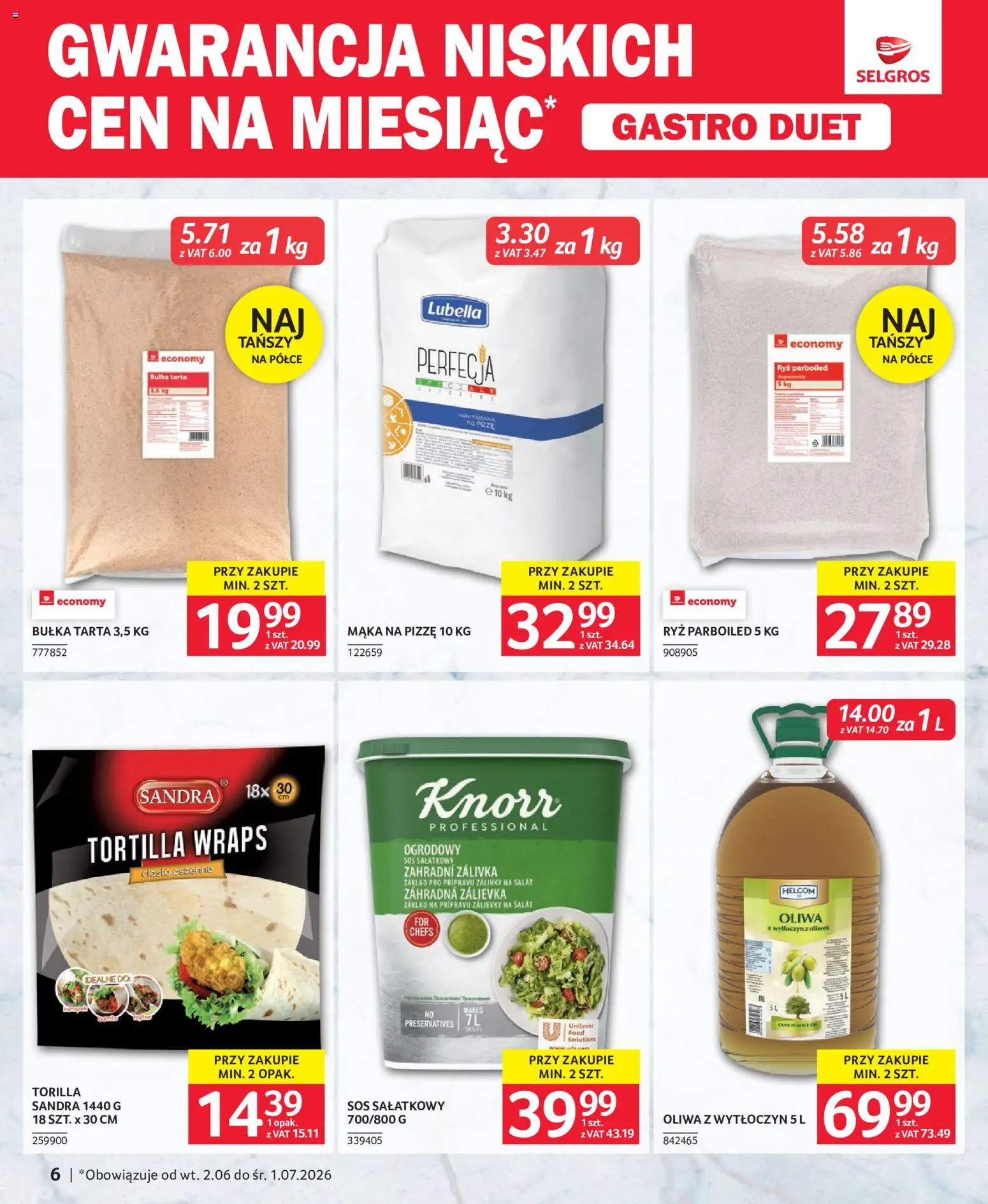 Selgros cash&carry gazetka - Gastro Duet od 02.06.2026 | Strona: 6 | Produkty: Bułka tarta, Bułka, Ryż, Sos