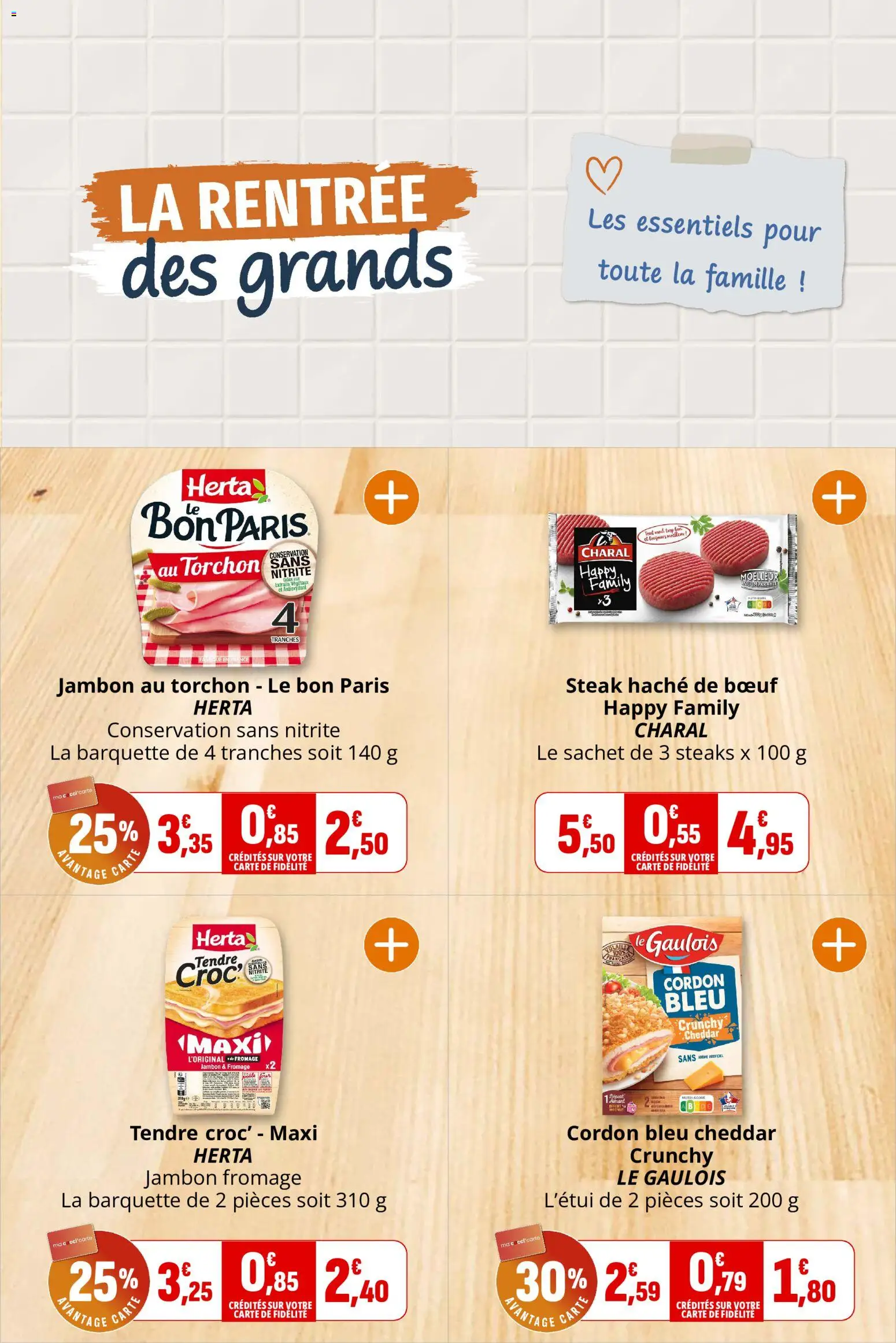 {H1} | Page: 20 | Produits: Torchon, Steak, Jambon, Cheddar