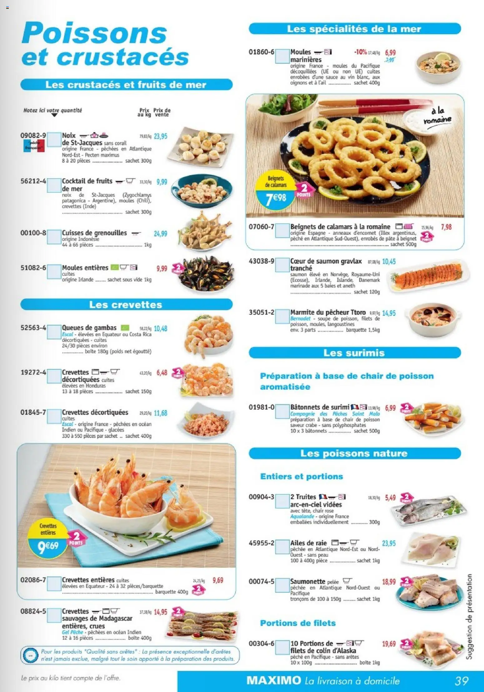 {H1} | Page: 39 | Produits: Pêche, Crevettes décortiquées, Saumon gravlax, Saumon