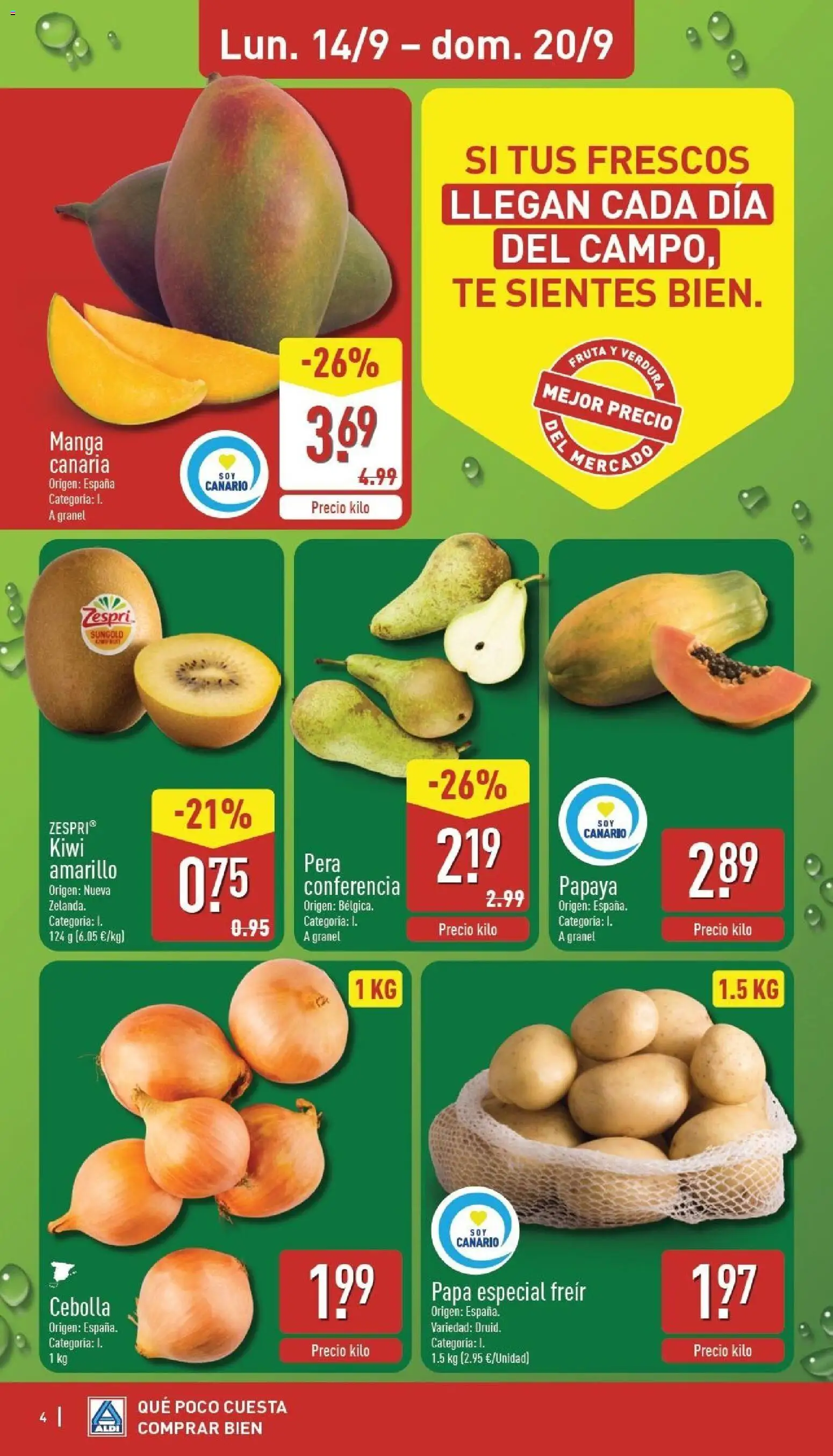 Aldi folleto Canarias │ válido desde el 14/09/2026 | Página: 4 | Productos: Fruta, Kiwi, Té, Mango