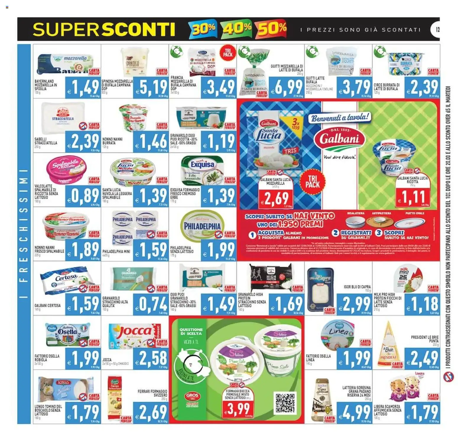 Volantino PIM Supermercati del 02/09/2026 | Pagina: 12 | Prodotti: Fiocchi, Mozzarella di bufala, Grana Padano, Robiola