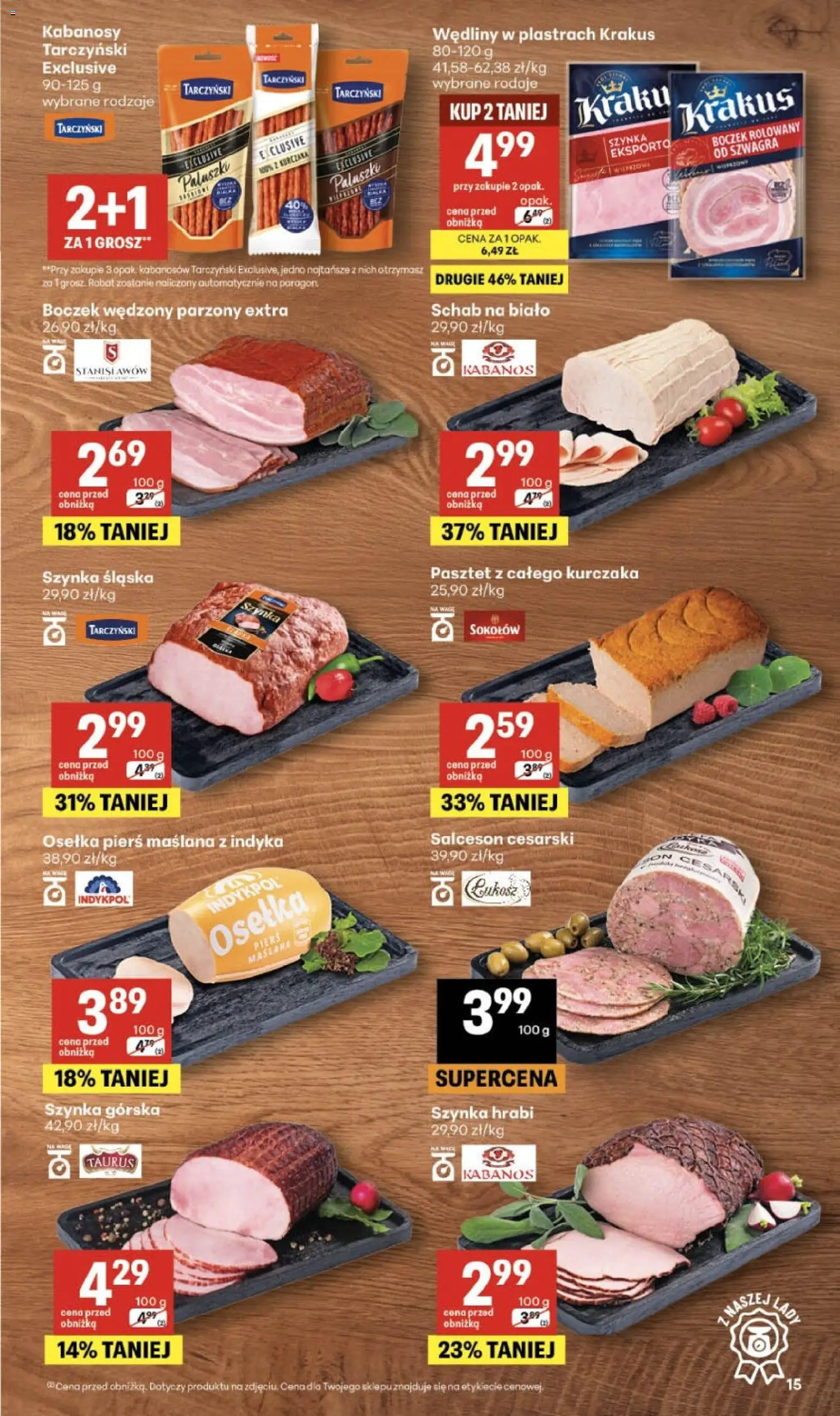 Delikatesy Centrum gazetka od 15.10.2026 | Strona: 15 | Produkty: Boczek wędzony parzony, Szynka, Boczek wędzony, Salceson