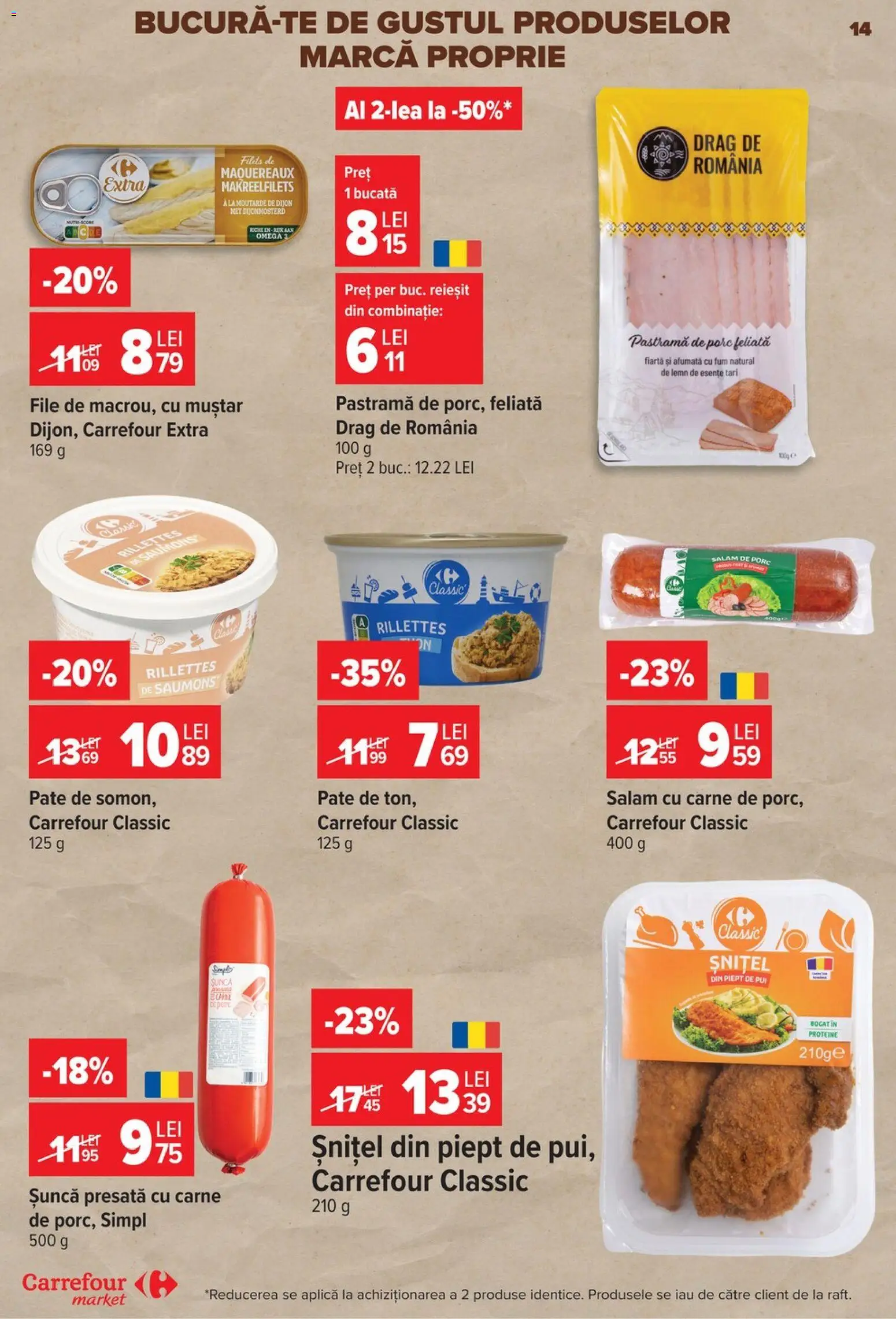 Noul catalog Carrefour – valabil de la 29.07.2026 | Pagină: 14 | Produse: Pate, Salam, Șuncă, Muștar