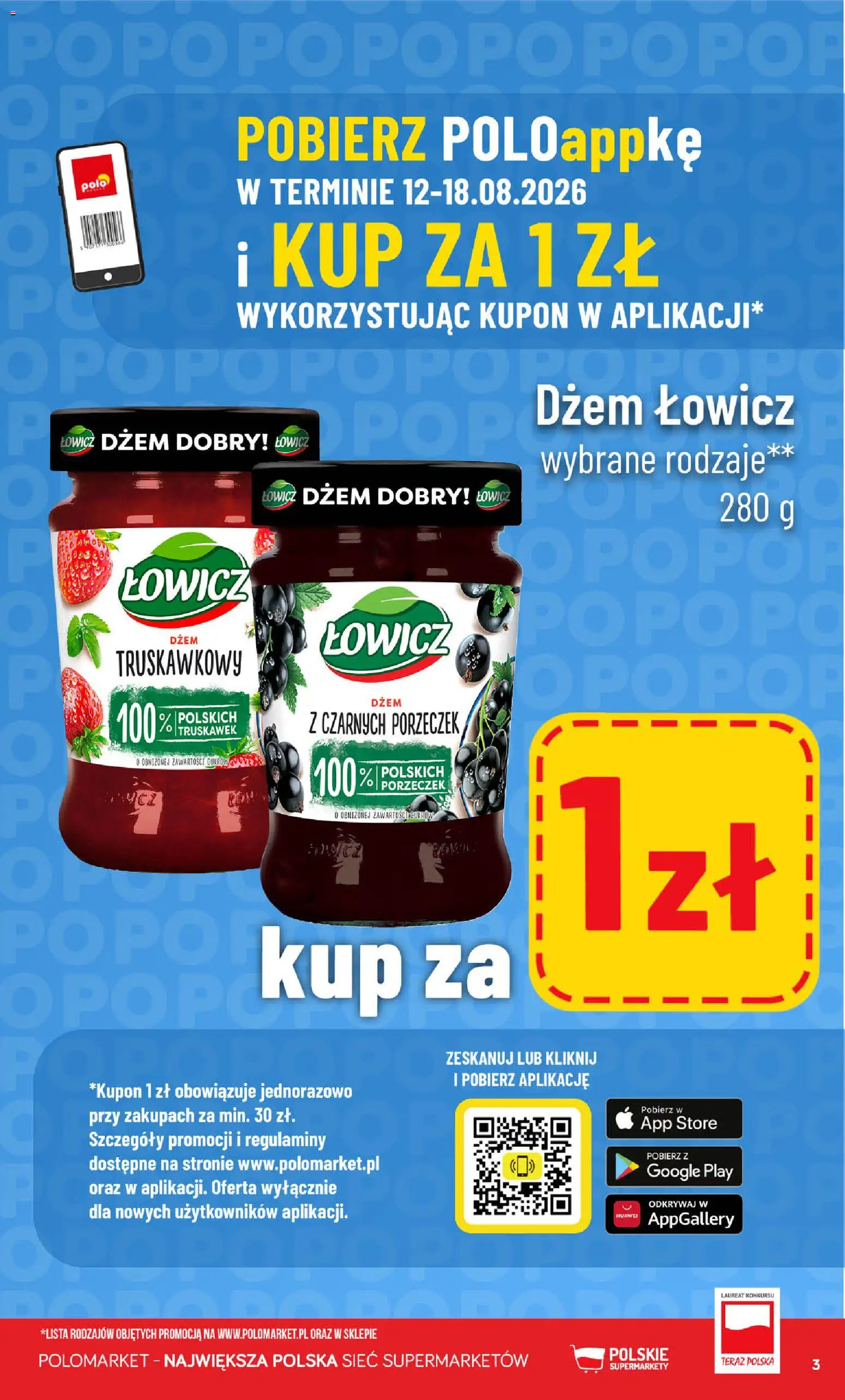 POLOmarket gazetka - Kupuj taniej od 12.08.2026 | Strona: 3 | Produkty: Dżem truskawkowy, Dżem