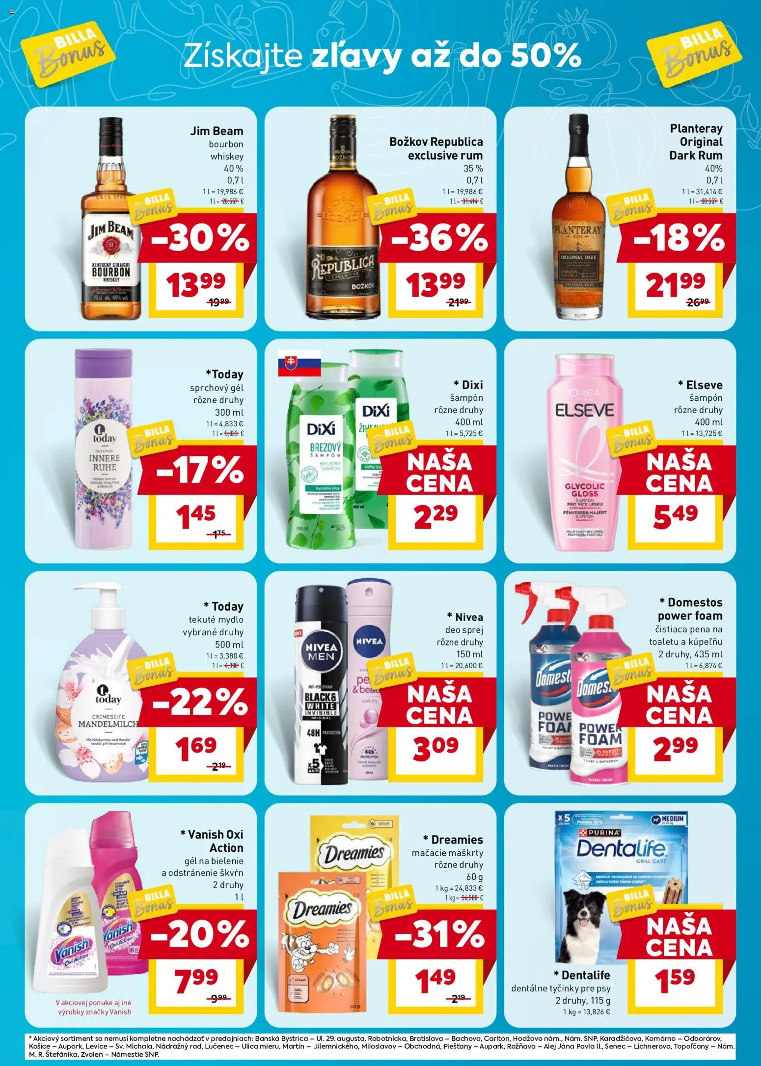 Nové Billa akcie – leták je platný od 12.08.2026 | Strana: 7 | Produkty: Republica, Sprchový gél, Bourbon, Pena