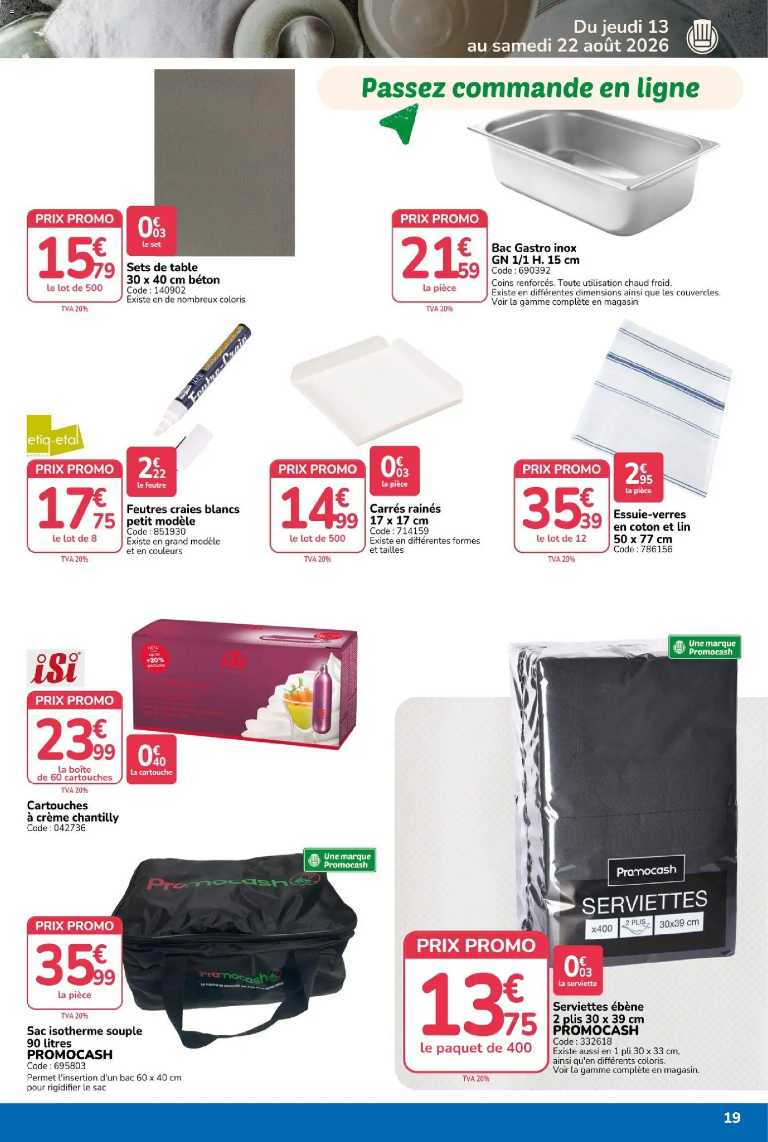 {H1} | Page: 19 | Produits: Sac isotherme, Coton, Table, Cartouche