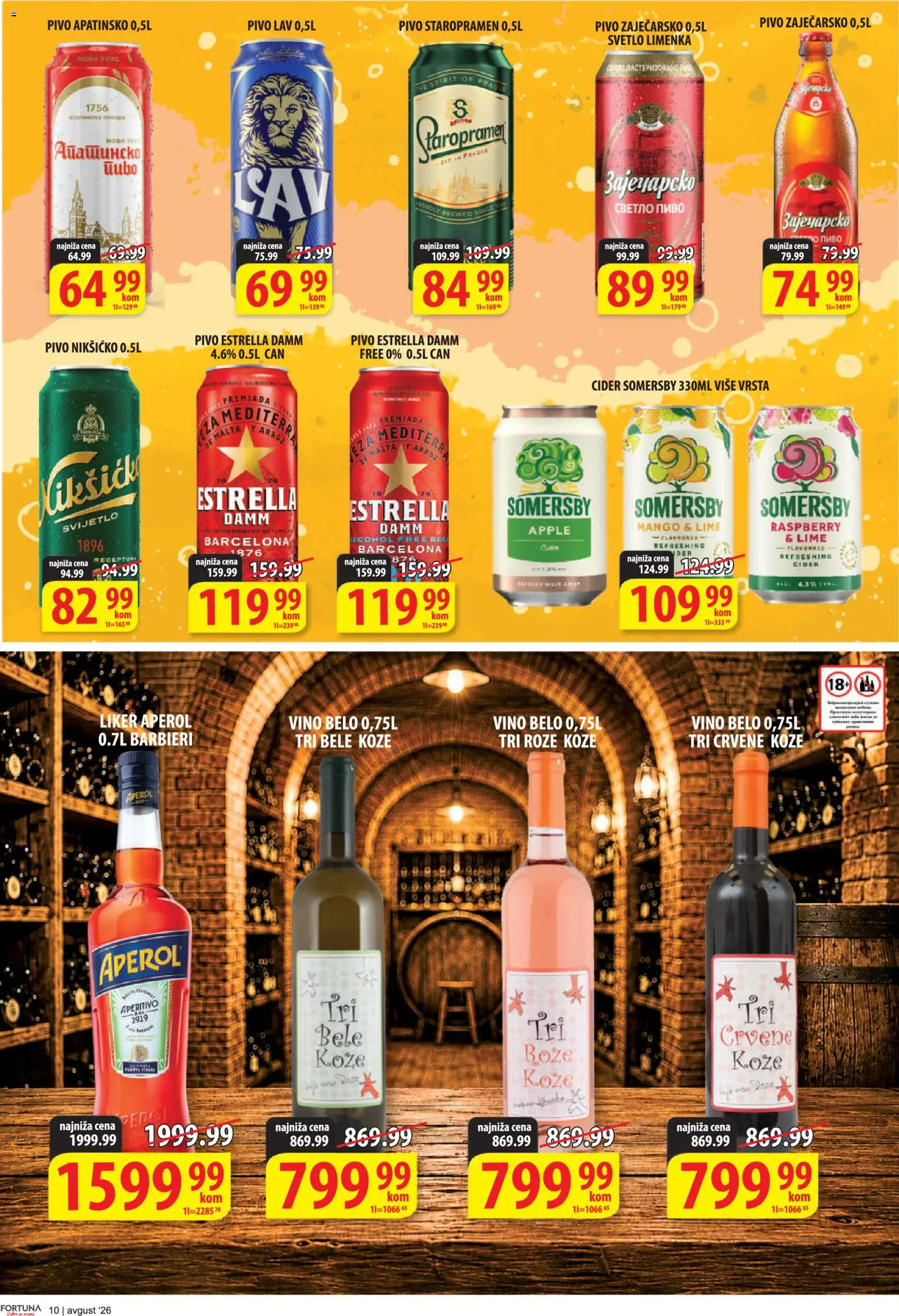 Fortuna Market katalog - važi od 10.08.2026 | Strana: 10 | Proizvode: Liker, Mango, Aperol, Vino