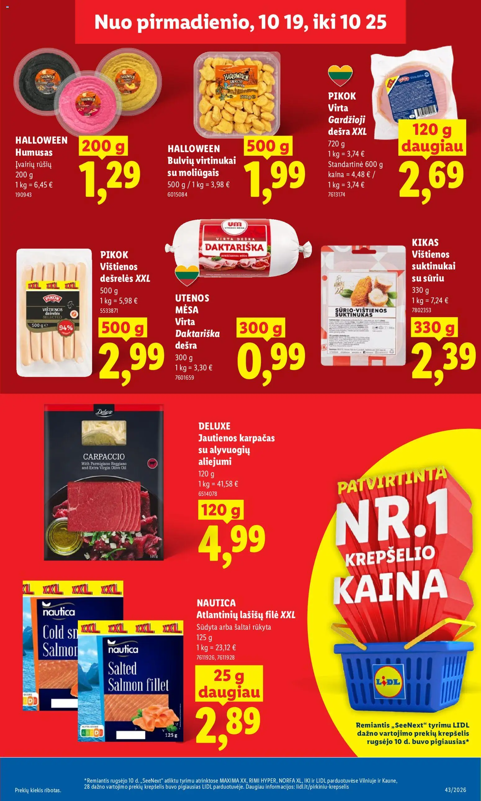 LIDL akcijos nuo 2026.10.19 | Puslapis: 11 | Prekių: Jautienos, Dešrelės, Dešra, Krepšelis