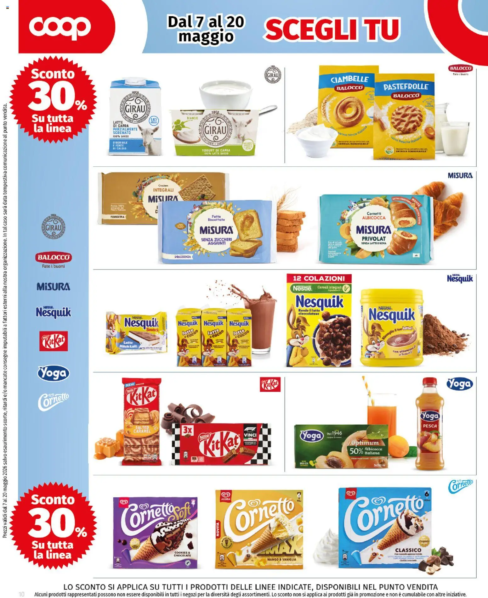 Volantino COOP del 07.05.2026 | Pagina: 10 | Prodotti: Cornetto, Cereali, Latte, Pesca