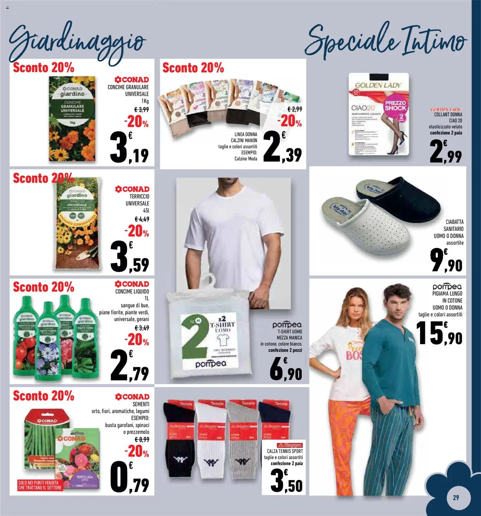 Volantino Conad del 11.03.2026 | Pagina: 29 | Prodotti: T-shirt, Spinaci, Prezzemolo, Gerani