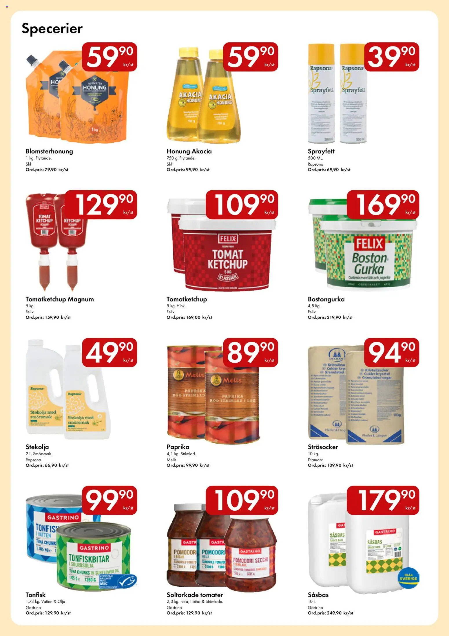 Snabbgross reklamblad aktuell från 21/09/2026 | Sida: 9 | Produkter: Strösocker, Tonfisk, Gurka, Solrosolja