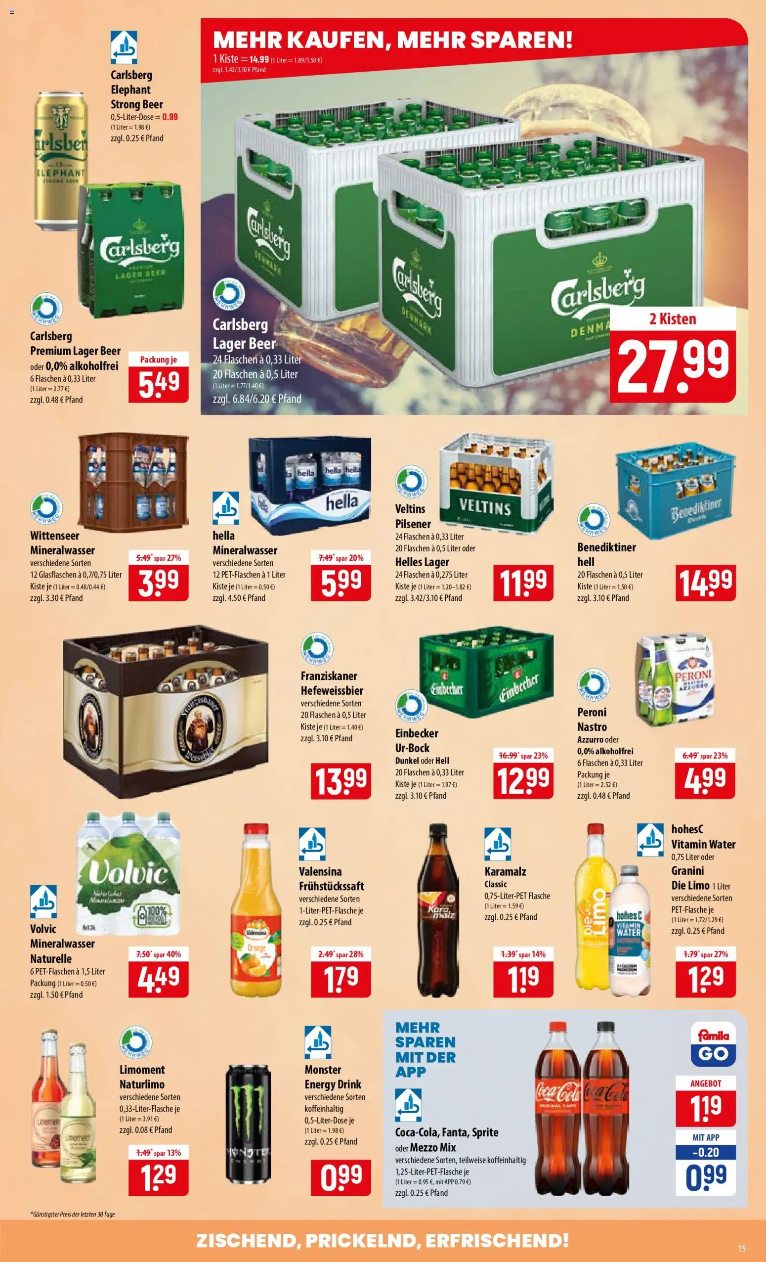 Famila Prospekt – gültig ab 29.06.2026 | Seite: 15 | Produkte: Franziskaner, Mezzo mix, Sprite, Salz