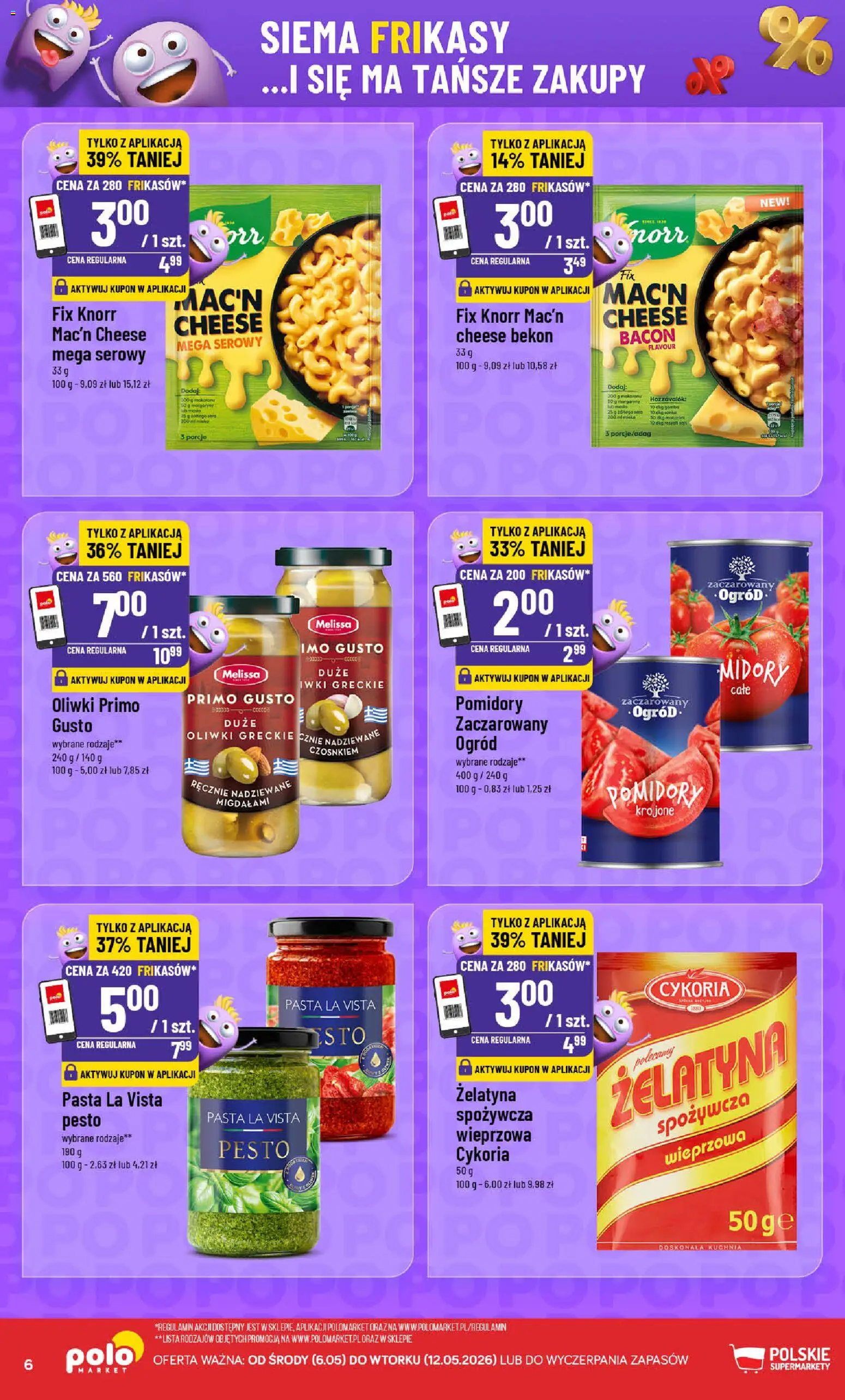 POLOmarket gazetka - Frikasowe Hity od 06.05.2026 | Strona: 6 | Produkty: Bekon, Mleka, Pesto, Pomidory
