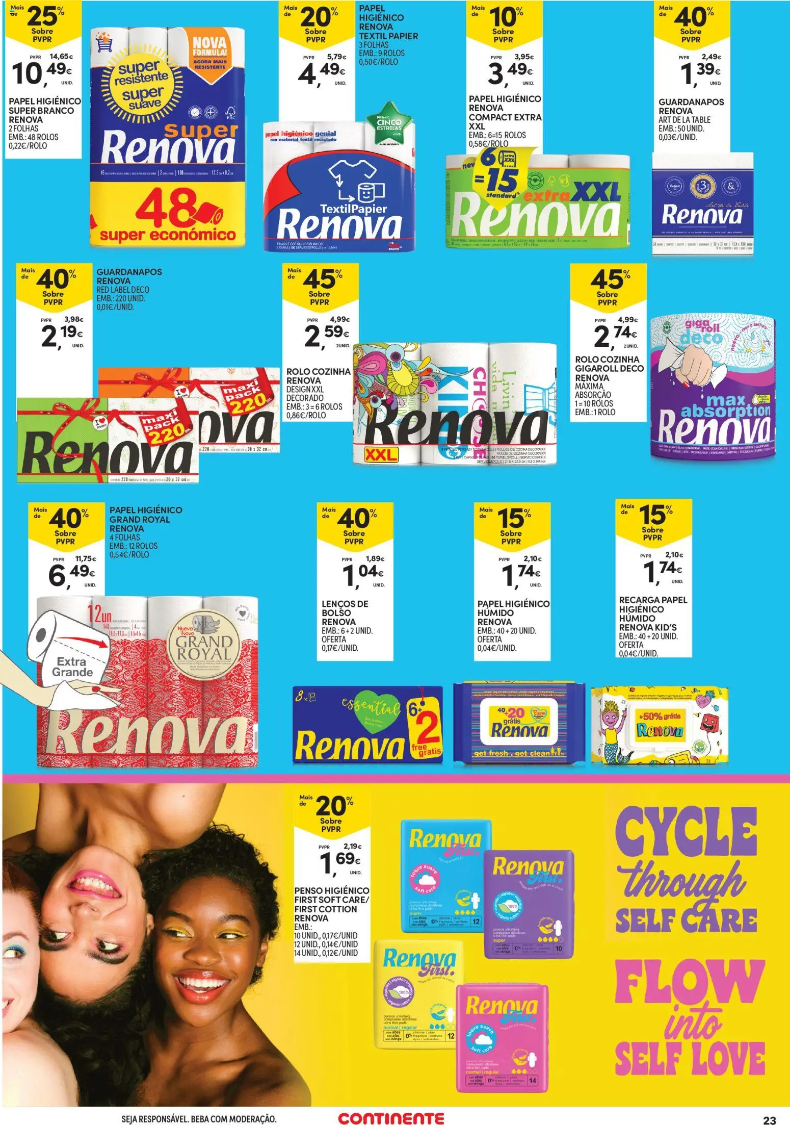 Continente Açores │ válido de 28.05.2026 | Página: 23 | Produtos: Papel higiénico, Lenços de papel, Guardanapos