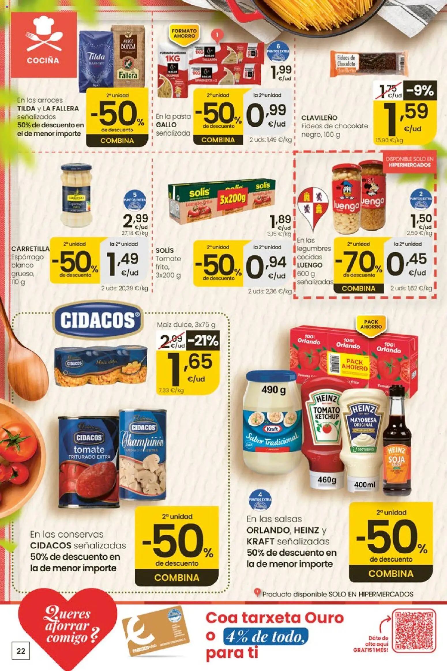 Eroski Quieres ahorrar conmigo │ válido desde el 14.05.2026 | Página: 22 | Productos: Chocolate, Arroz, Pasta, Οθόνη προβολής