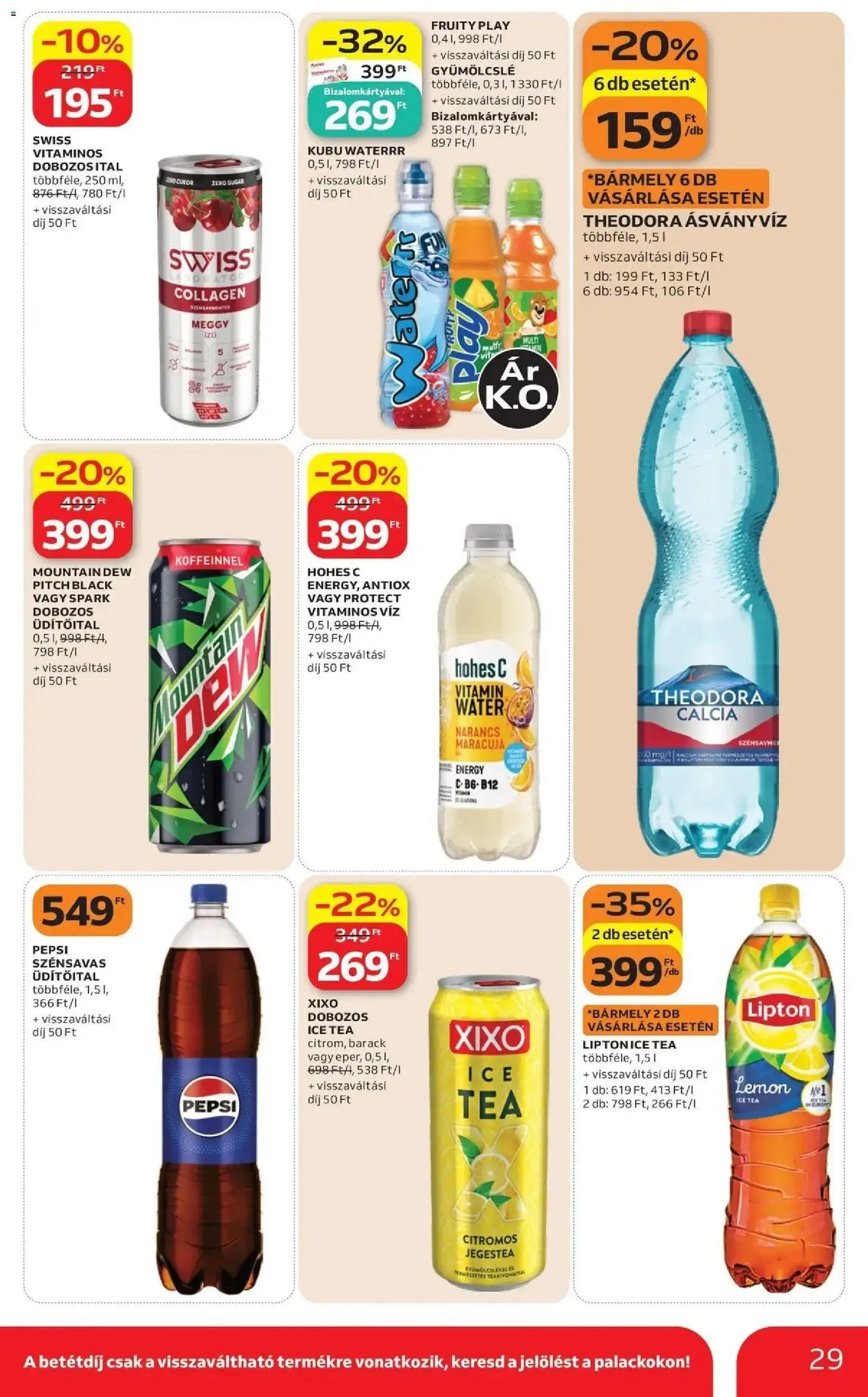 Auchan akciós újság Szolnok - 2026.08.13. -tól/töl > akció, lapozható szórólap 🛍️ | Oldal: 29 | Termékek: Üdítőital, Vitamin, Kubu, Ásványvíz